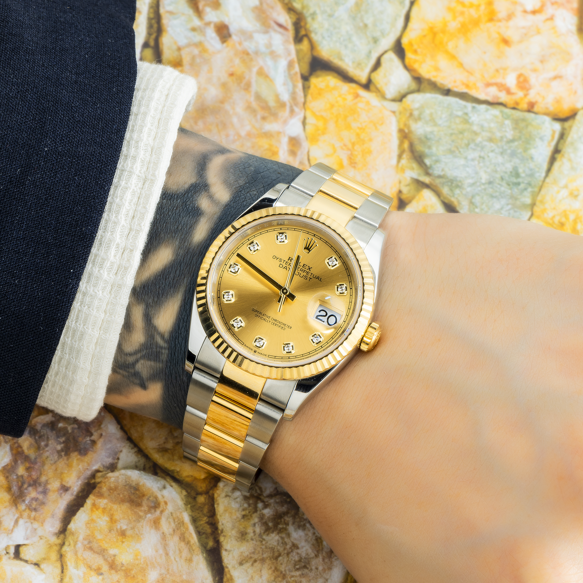 Rolex Datejust 126233 36MM Champagne Diamond Dial With Two Tone Oyster Bracelet