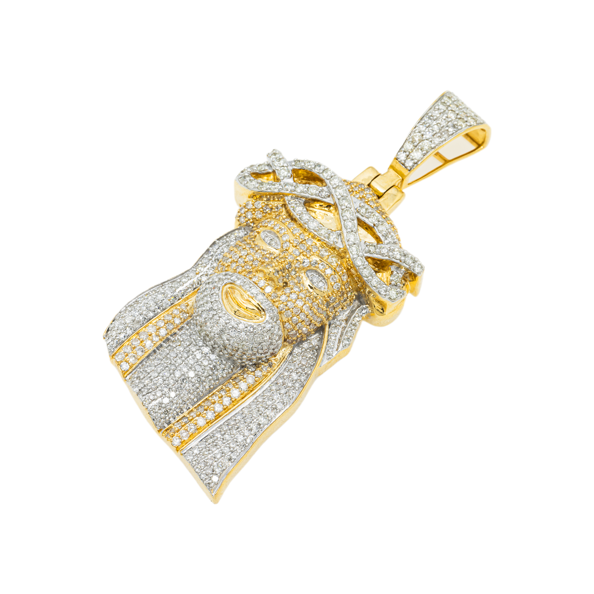 10K GOLD DIAMIND JESUS HEAD PENDANT 4.21 CT