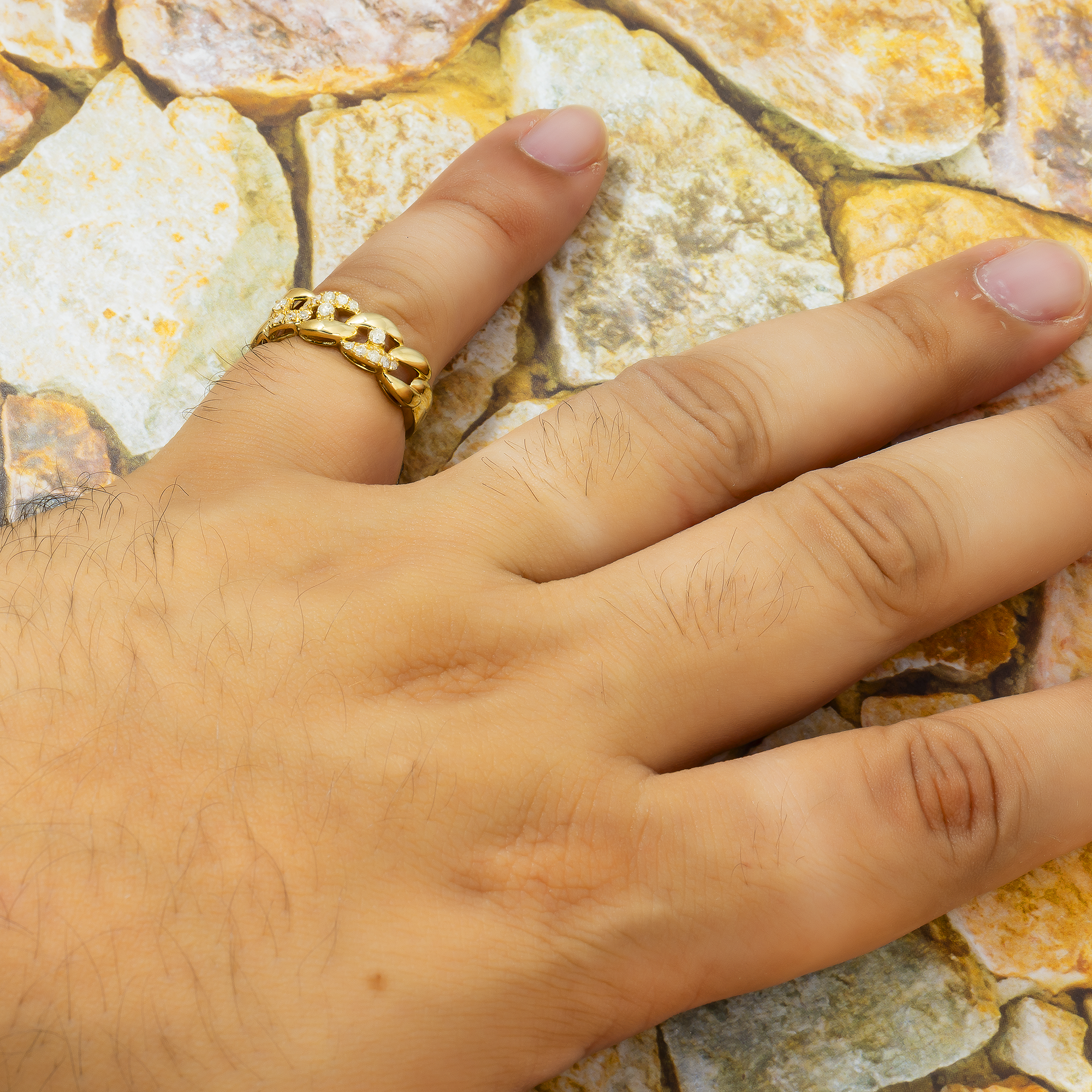 10K GOLD ROUND DIAMOND OPEN LINK RING 0.21 CT