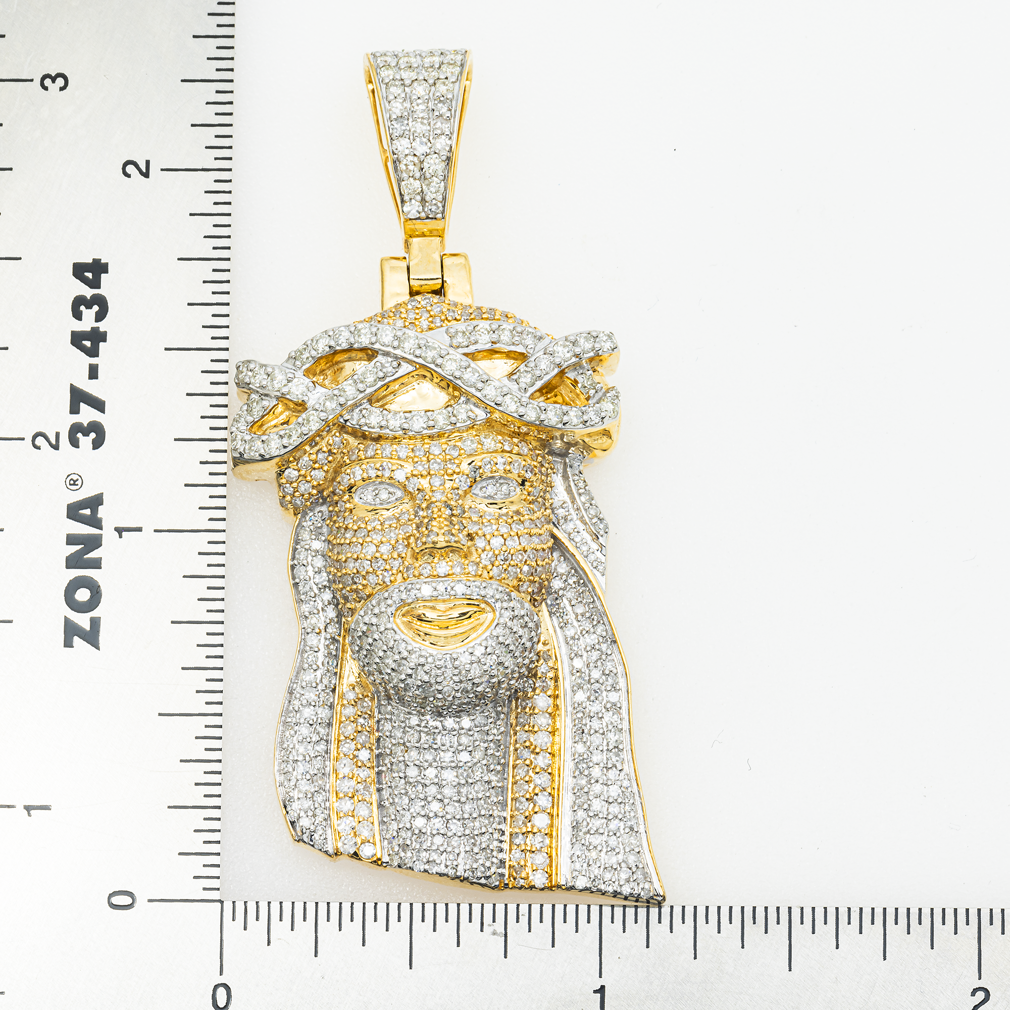 10K GOLD DIAMIND JESUS HEAD PENDANT 4.21 CT
