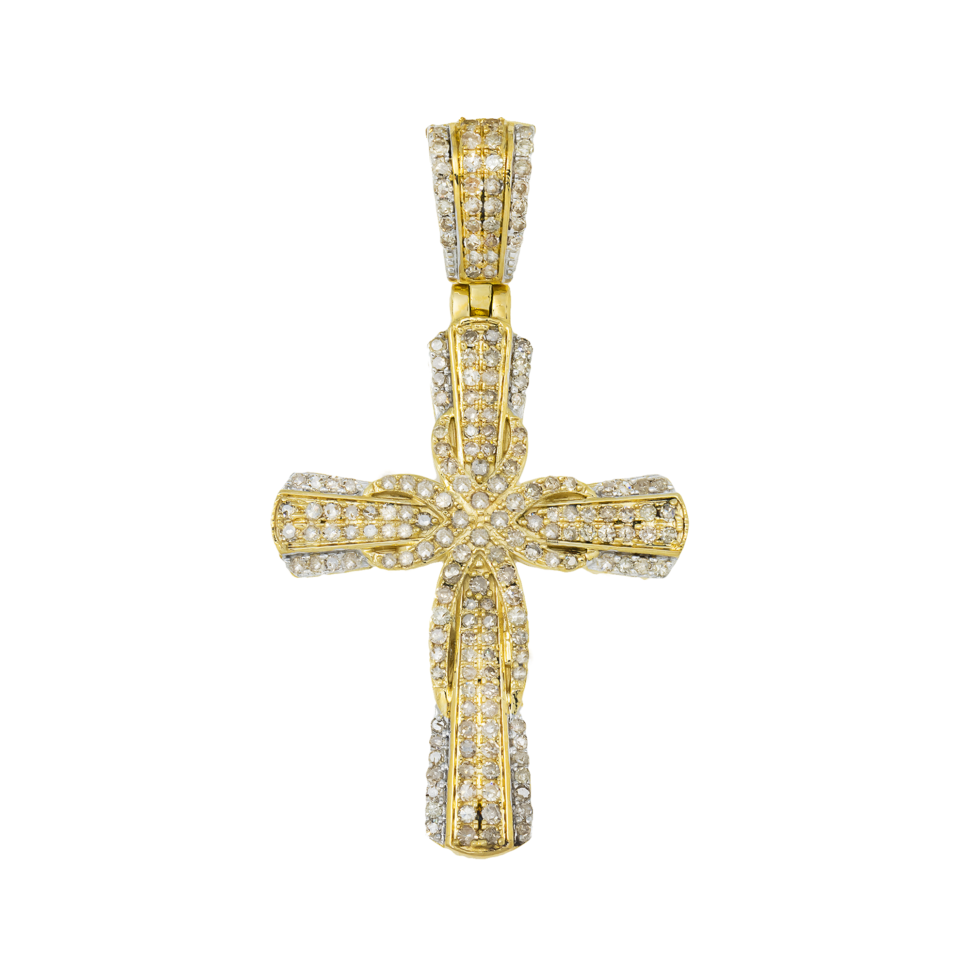 10K GOLD ROUND DIAMOND INFINITY CROSS PENDANT 1.04 CT