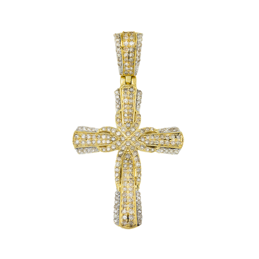 10K GOLD ROUND DIAMOND INFINITY CROSS PENDANT 1.04 CT