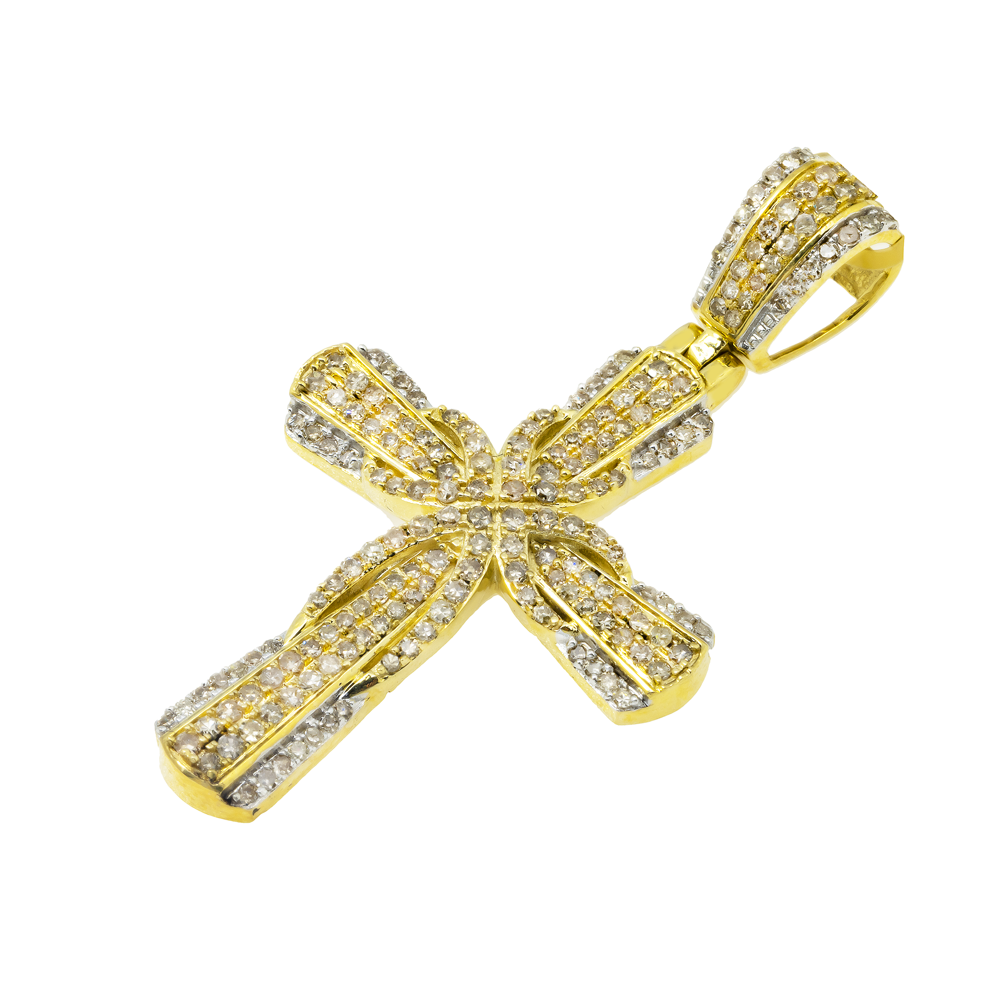10K GOLD ROUND DIAMOND INFINITY CROSS PENDANT 1.04 CT