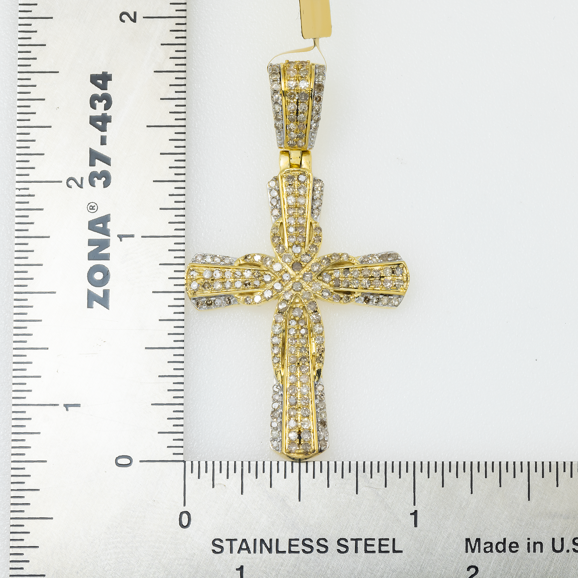 10K GOLD ROUND DIAMOND INFINITY CROSS PENDANT 1.04 CT