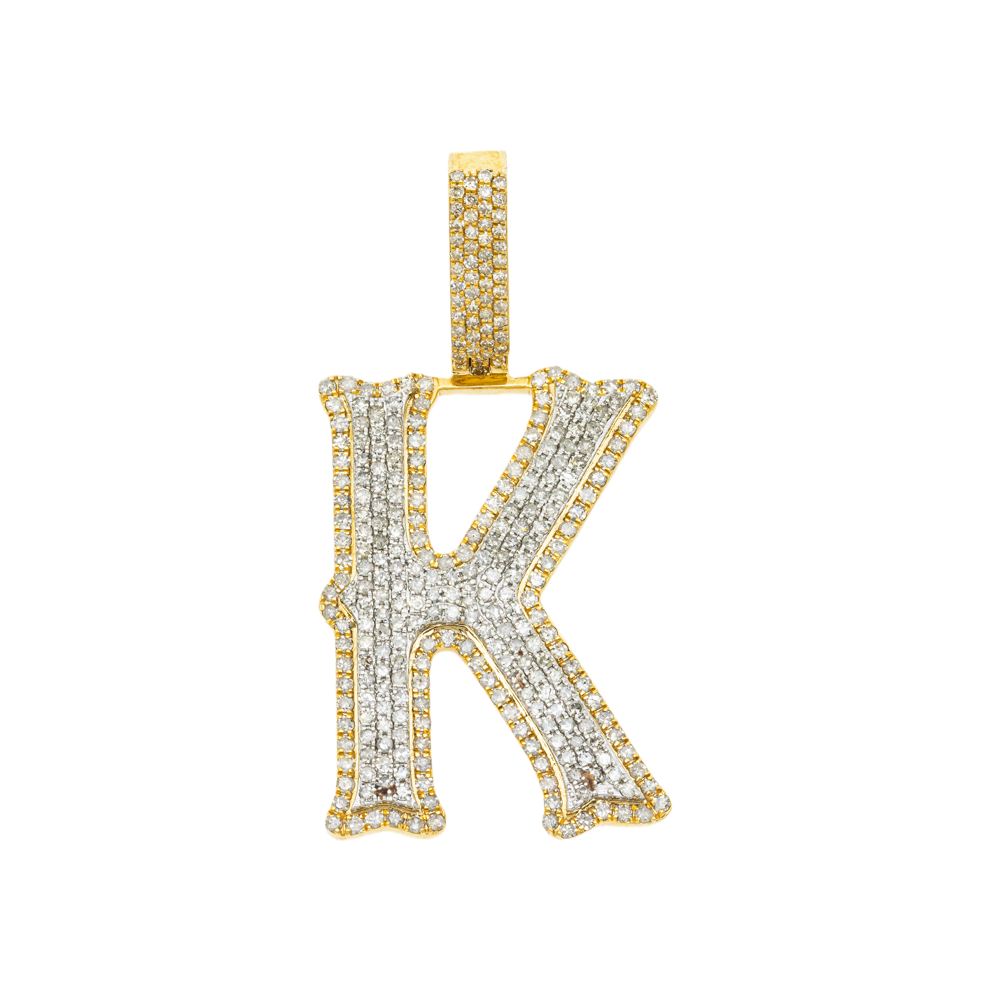 10K GOLD DIAMOND INITIAL LETTER K PENDANT 3.13 CT