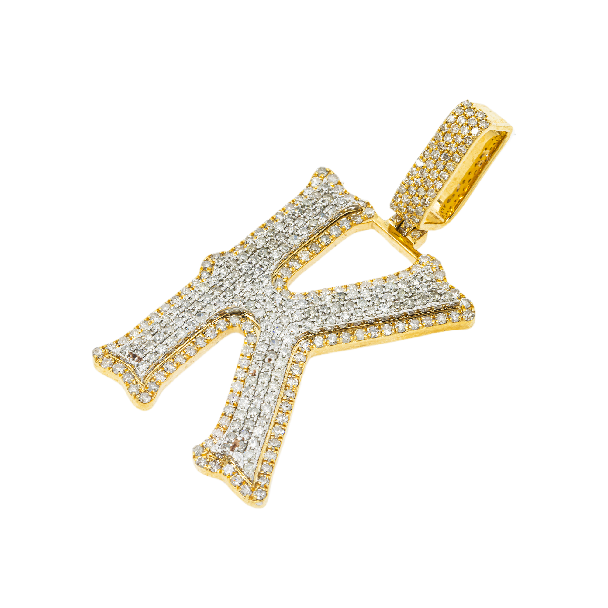 10K GOLD DIAMOND INITIAL LETTER K PENDANT 3.13 CT