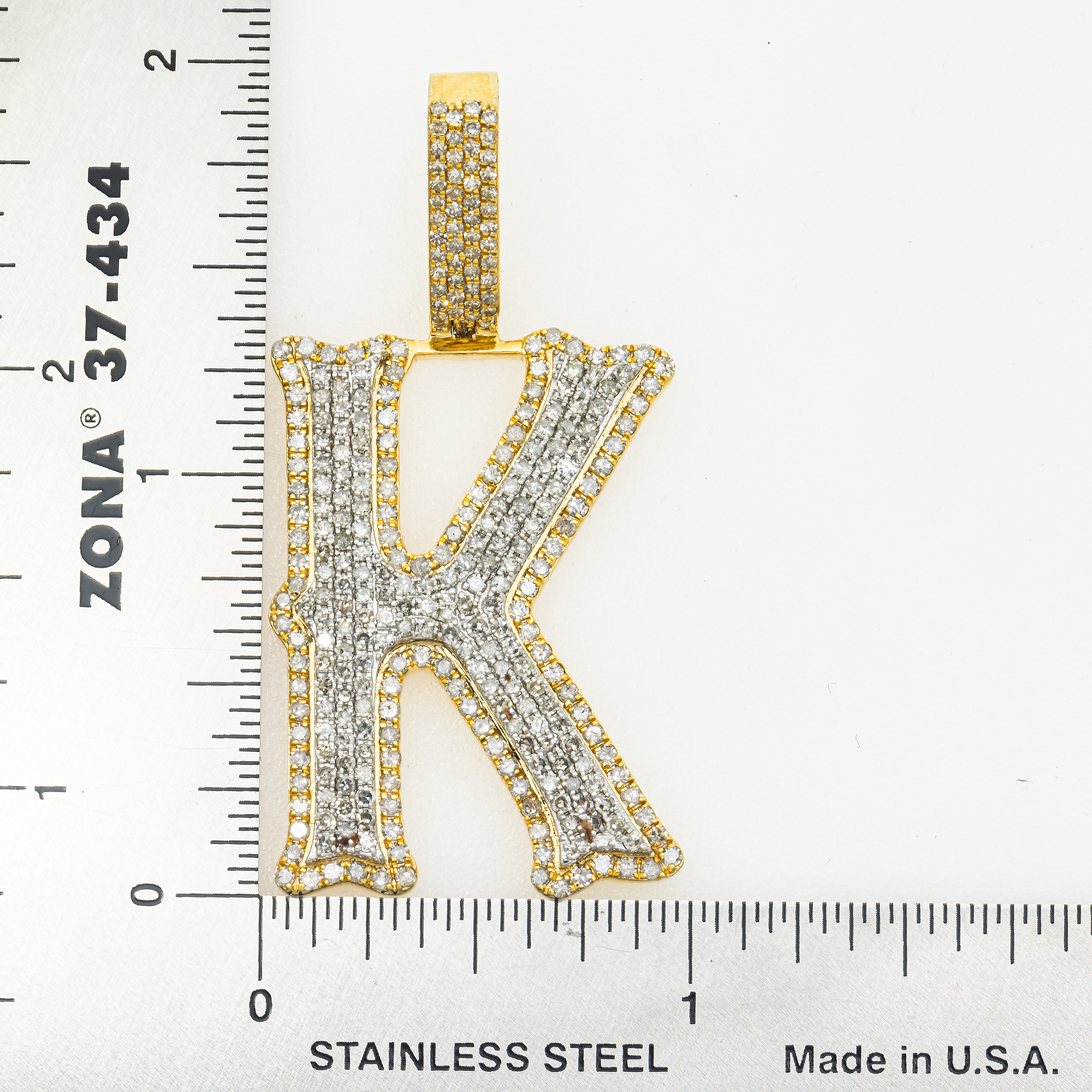 10K GOLD DIAMOND INITIAL LETTER K PENDANT 3.13 CT