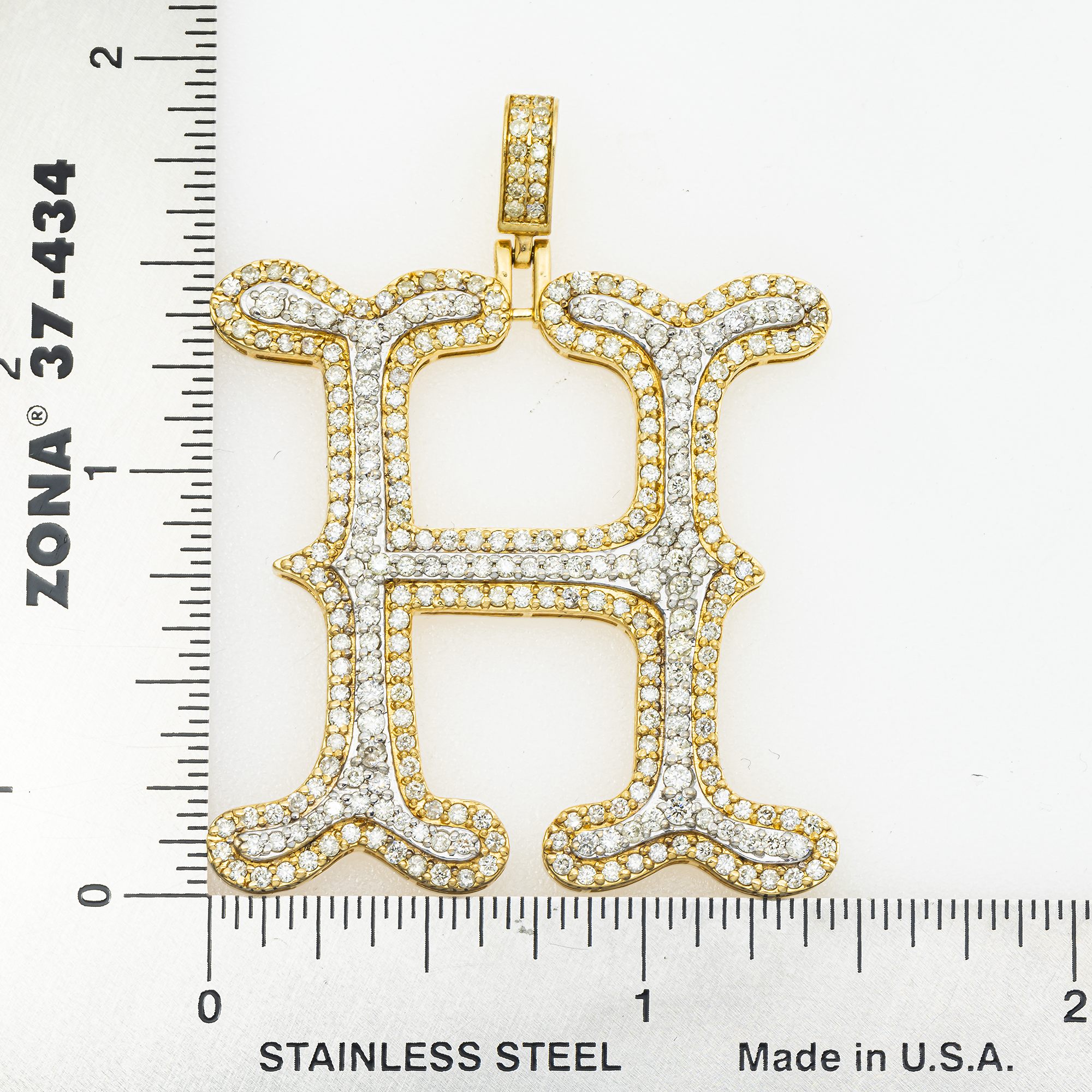 10K GOLD DIAMOND INITIAL LETTER H PENDANT 3.71 CT