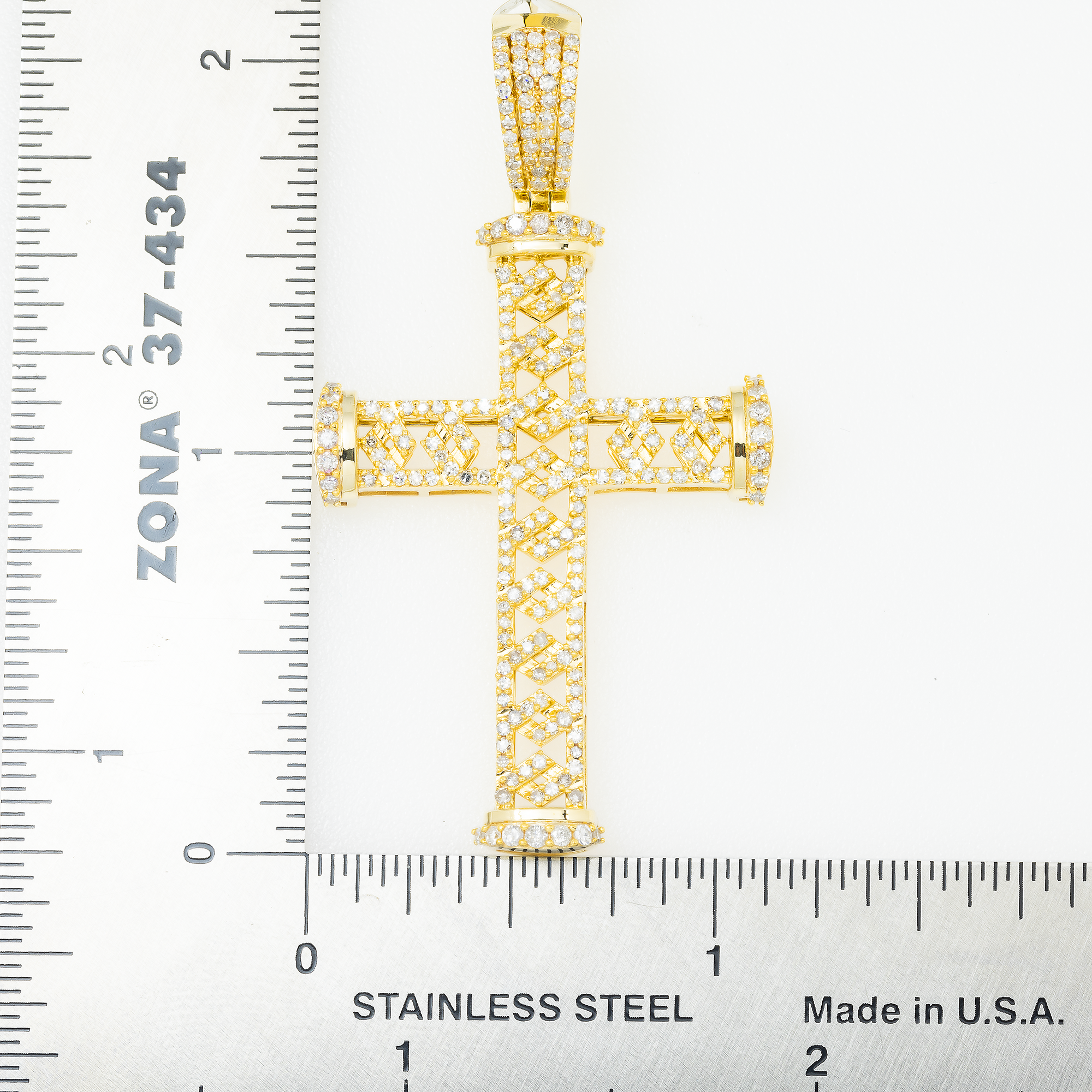14K GOLD ROUND DIAMOND OPEN CROSS PENDANT 1.01 CT