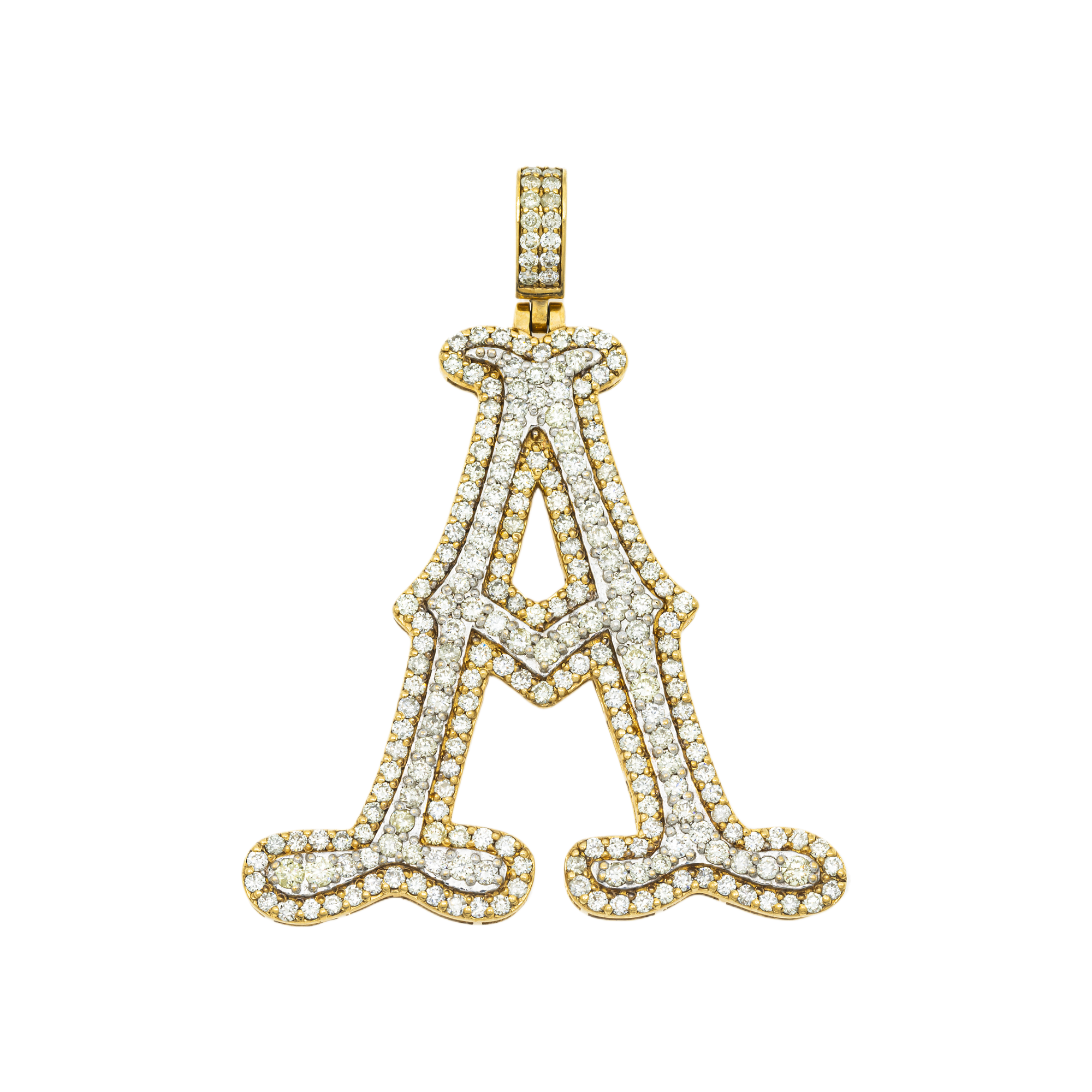 10K GOLD DIAMOND INITIAL LETTER A PENDANT 3.41 CT