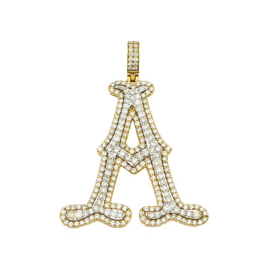 10K GOLD DIAMOND INITIAL LETTER A PENDANT 3.41 CT