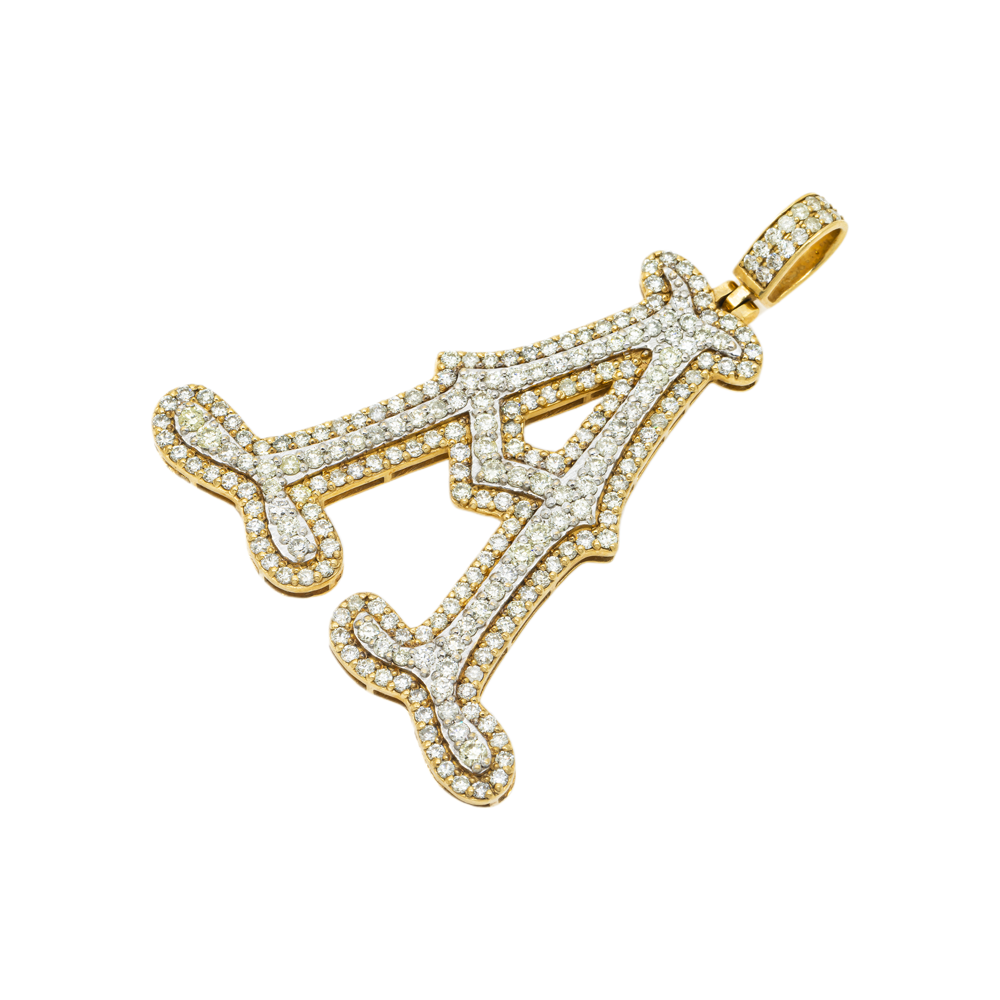 10K GOLD DIAMOND INITIAL LETTER A PENDANT 3.41 CT