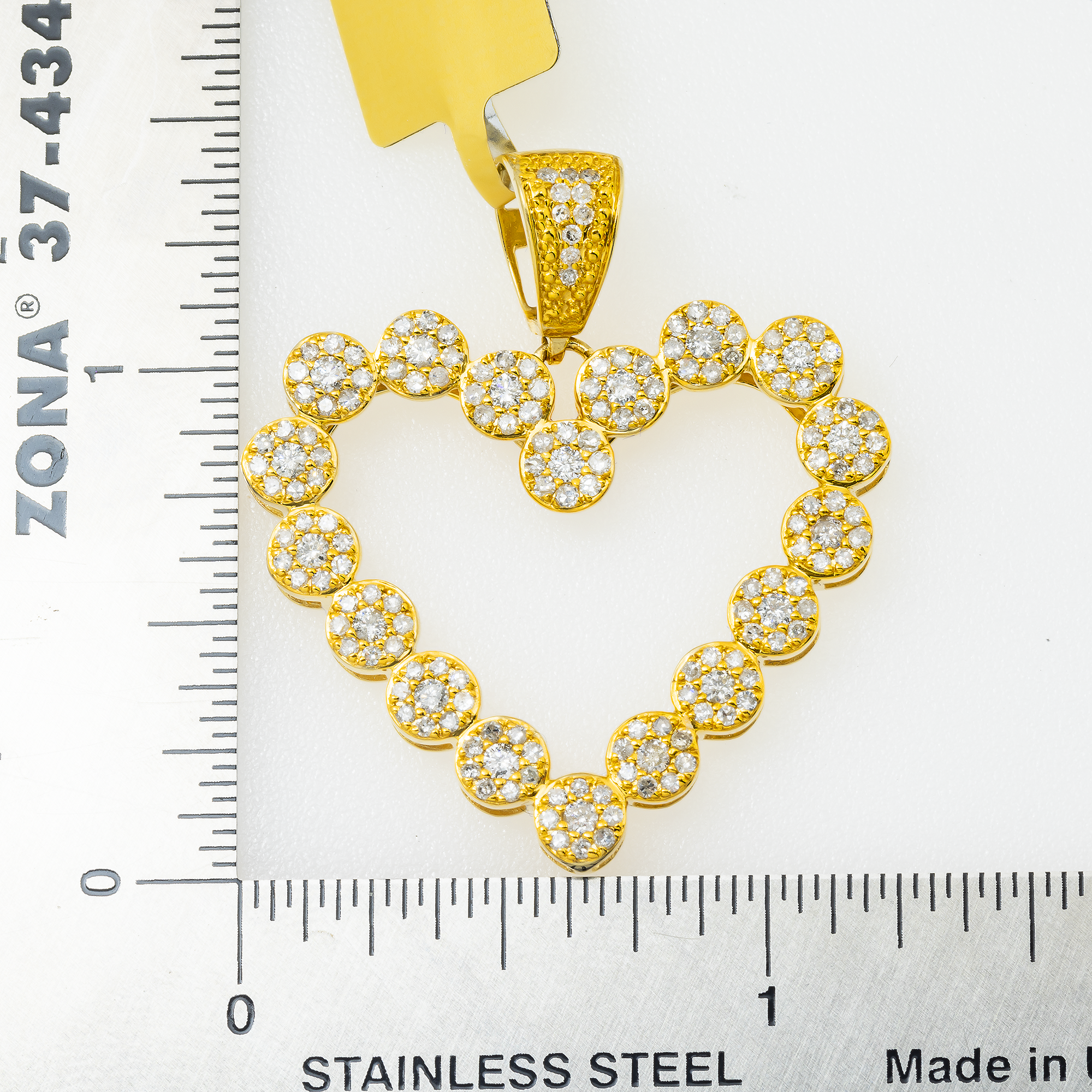 14K GOLD ROUND DIAMOND OPEN HEART PENDANT 1.20 CT
