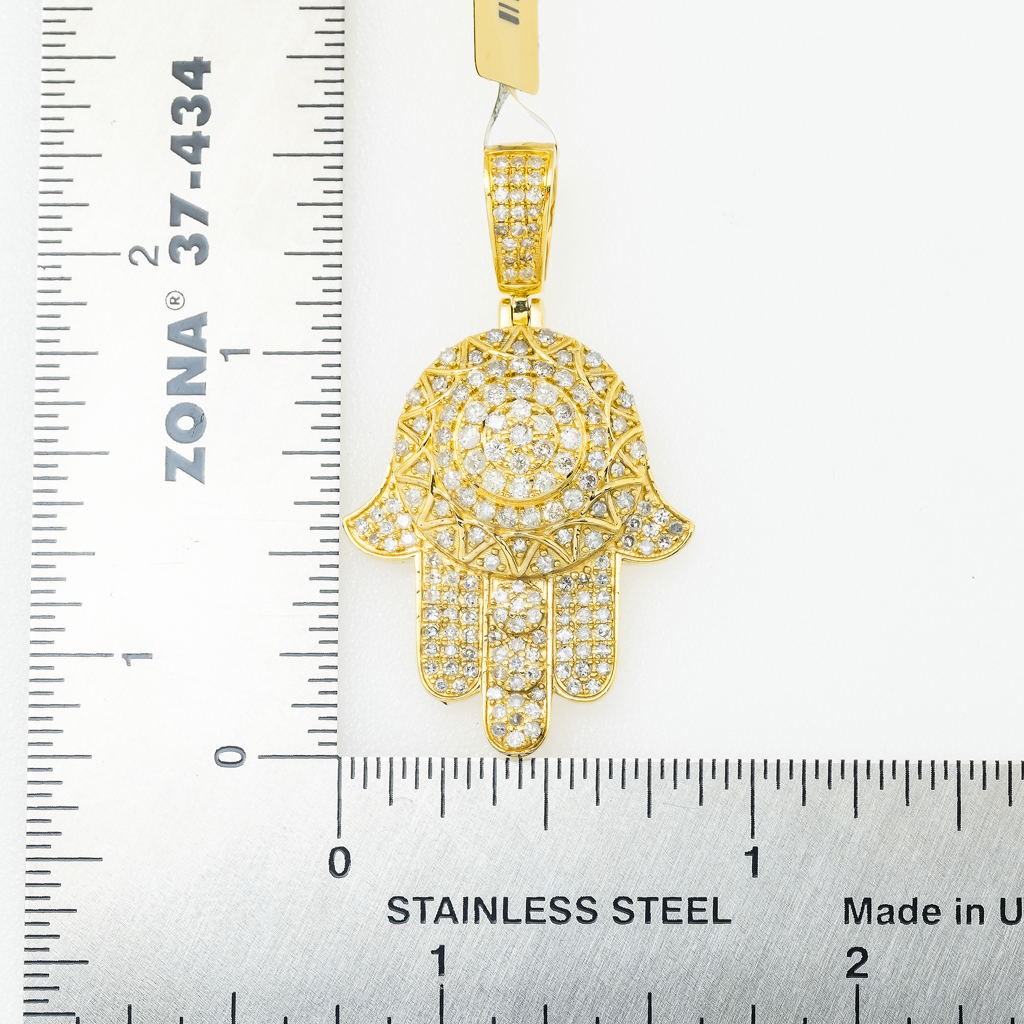 14K GOLD ROUND DIAMOND CLUSTER HAMSA PENDANT 1.04 CT