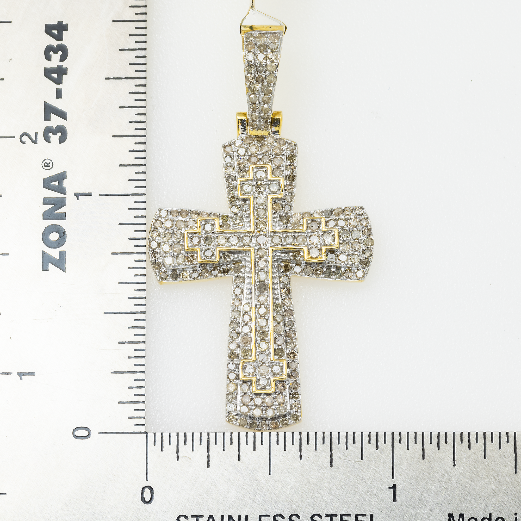10K GOLD ROUND DIAMOND CROSS PENDANT 1.13 CT