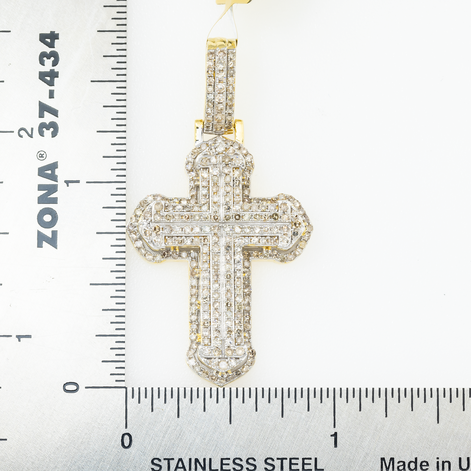14K GOLD ROUND DIAMOND CROSS PENDANT 1.33 CT