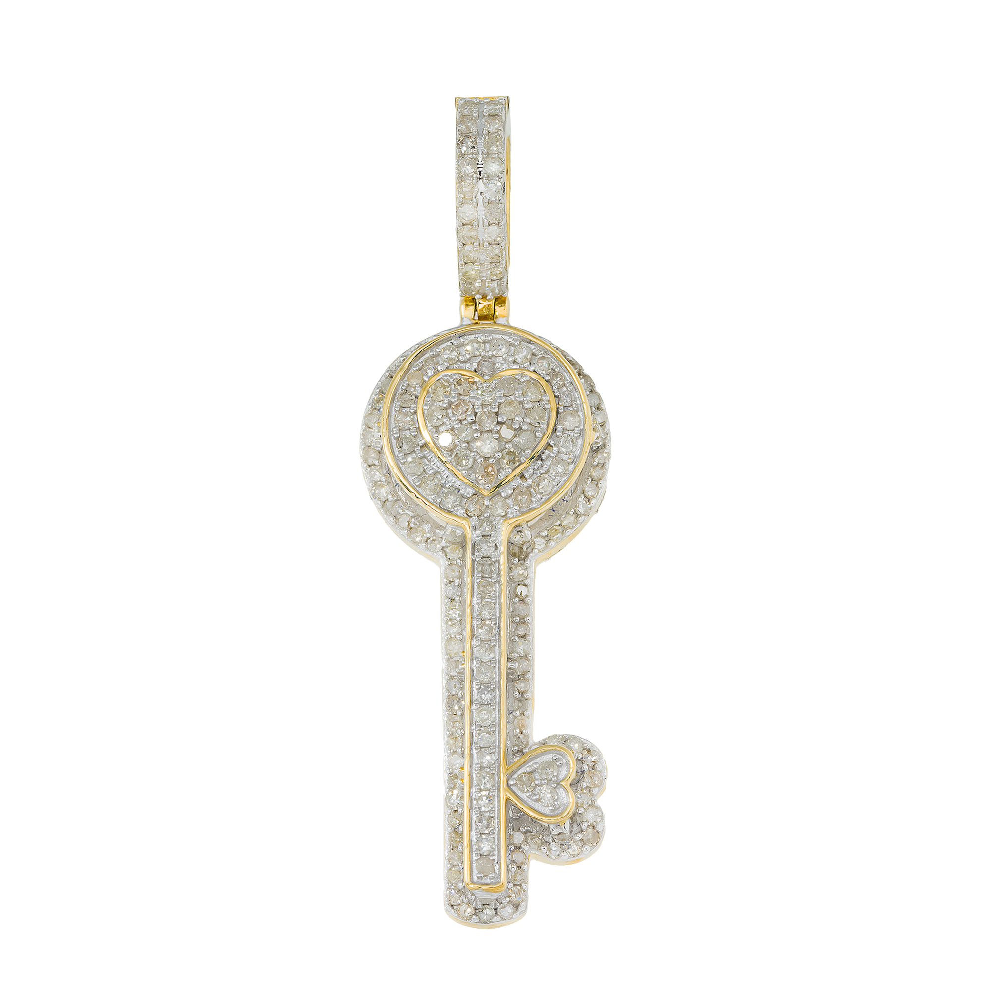 10K GOLD DIAMOND HEART KEY PENDANT 0.98 CT