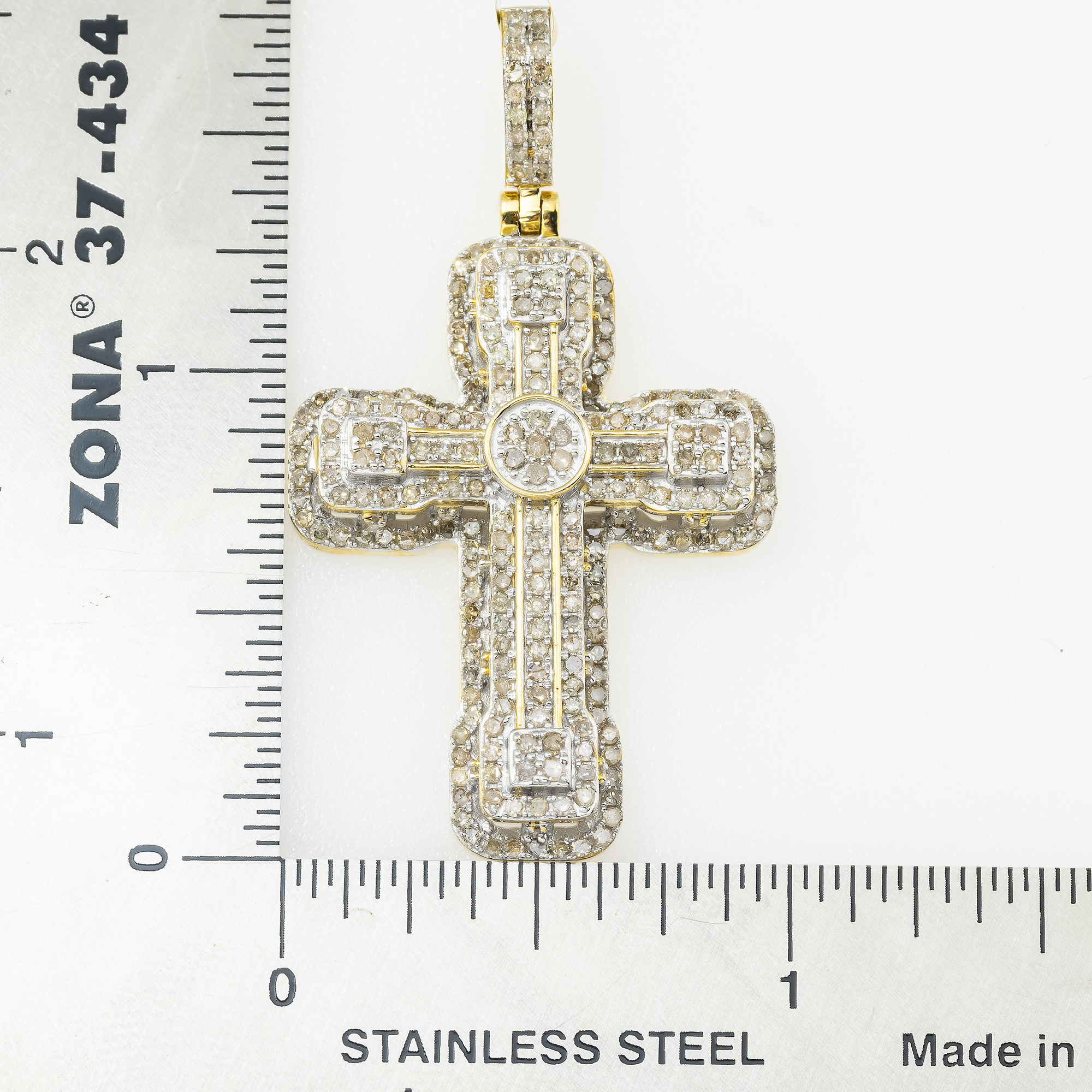 10K GOLD ROUND DIAMOND CROSS PENDANT 1.32 CT