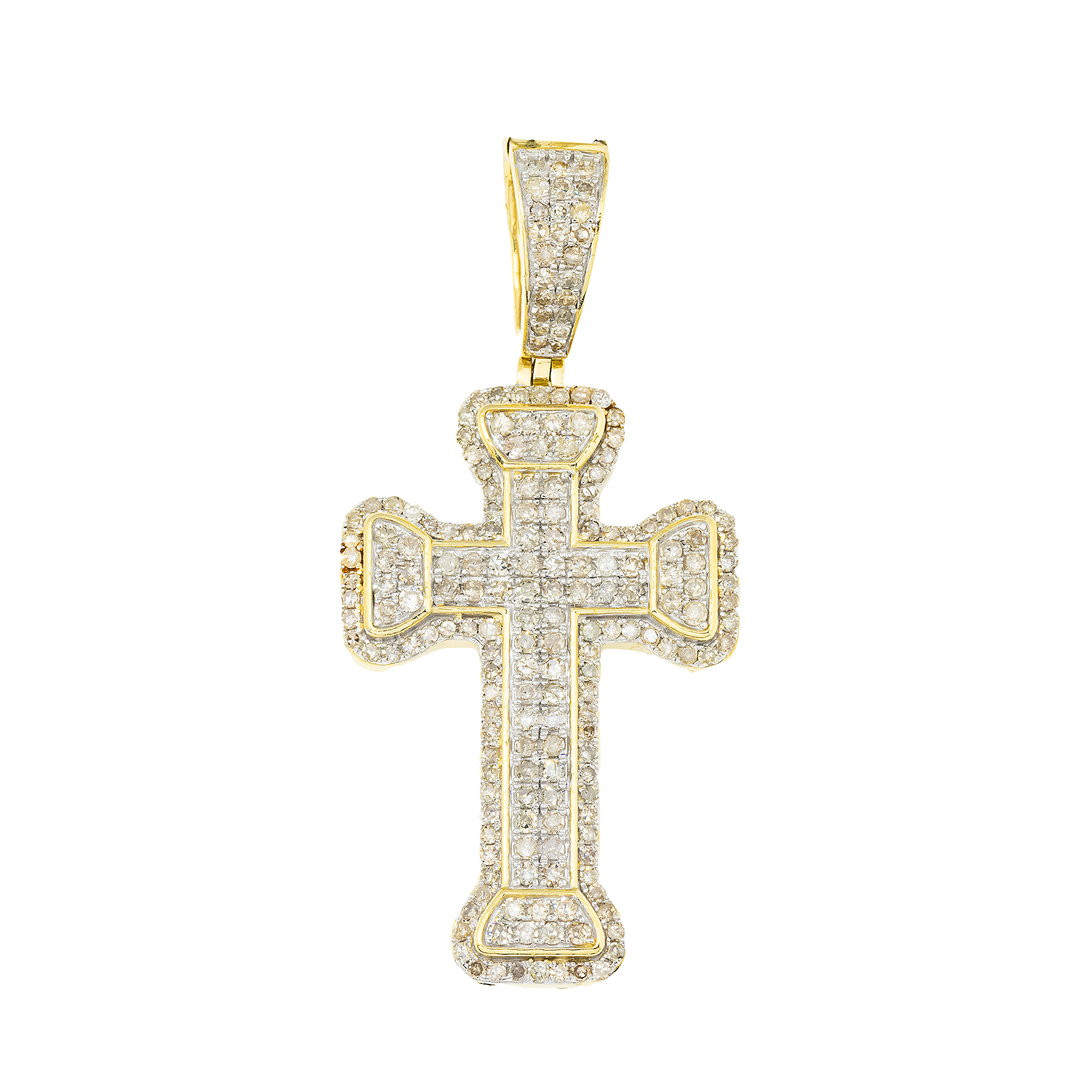 10K GOLD ROUND DIAMOND CROSS PENDANT 1.12 CT