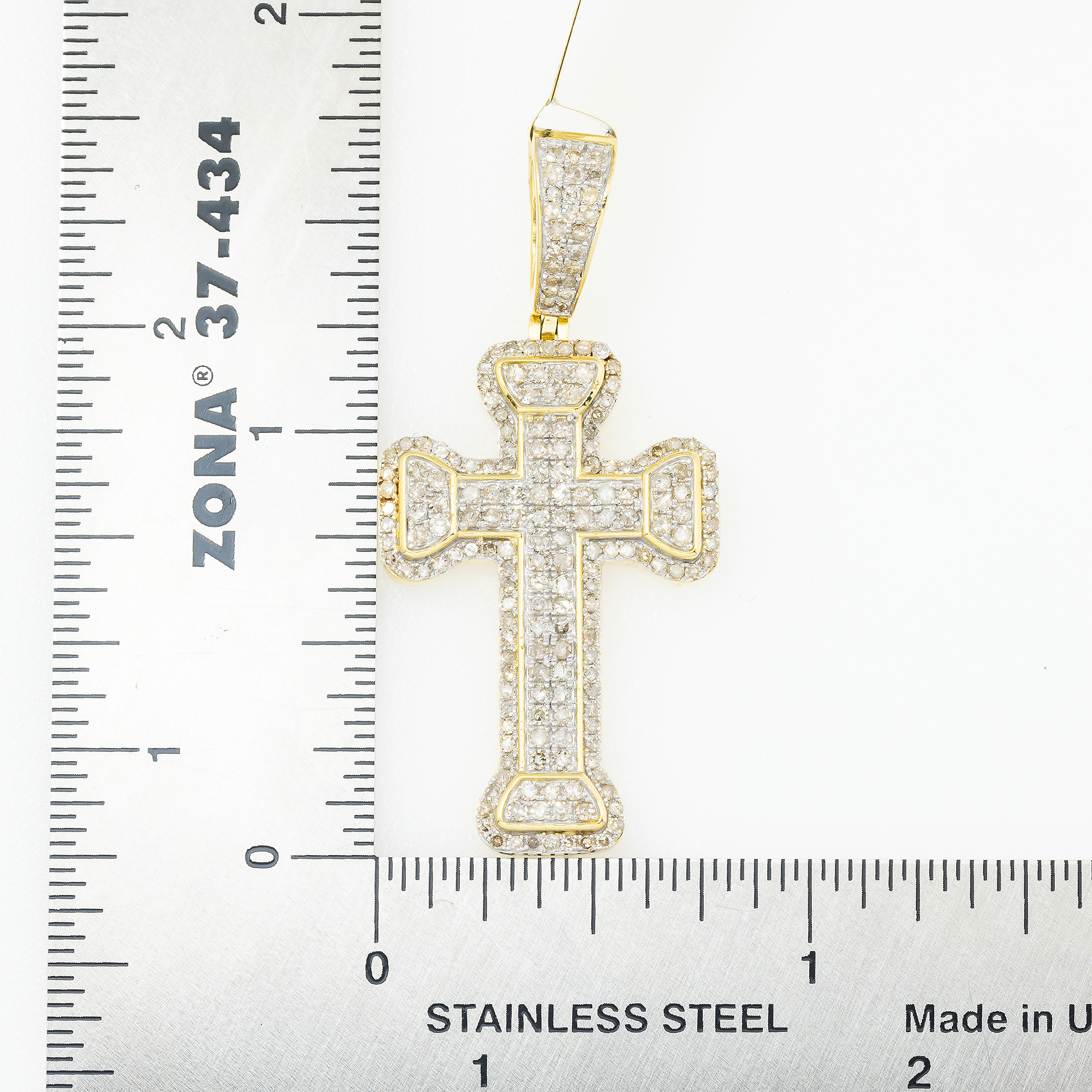 10K GOLD ROUND DIAMOND CROSS PENDANT 1.12 CT