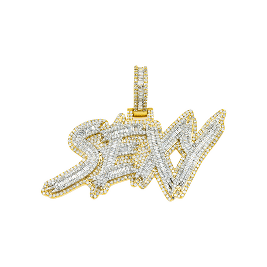 10K GOLD DIAMOND SEXY WORD PENDANT 2.59 CT