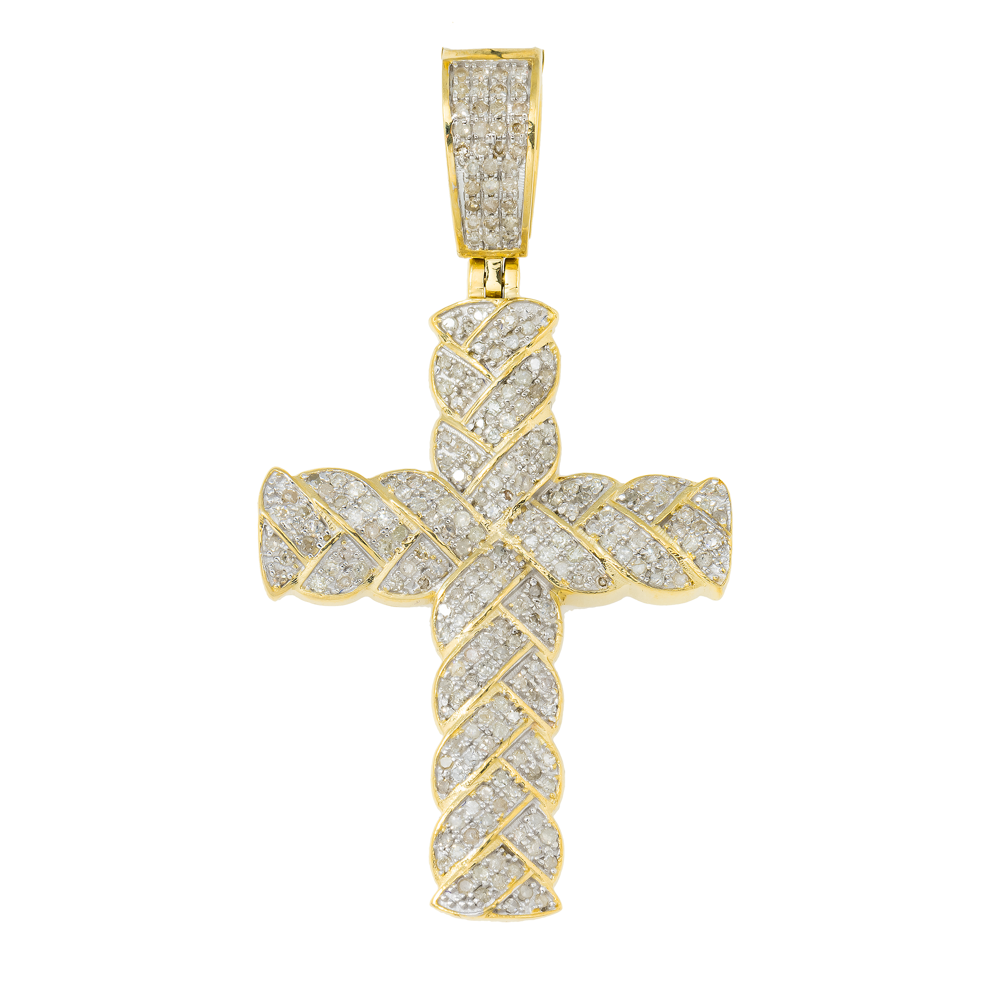 10K GOLD ROUND DIAMOND CROSS PENDANT 0.75 CT