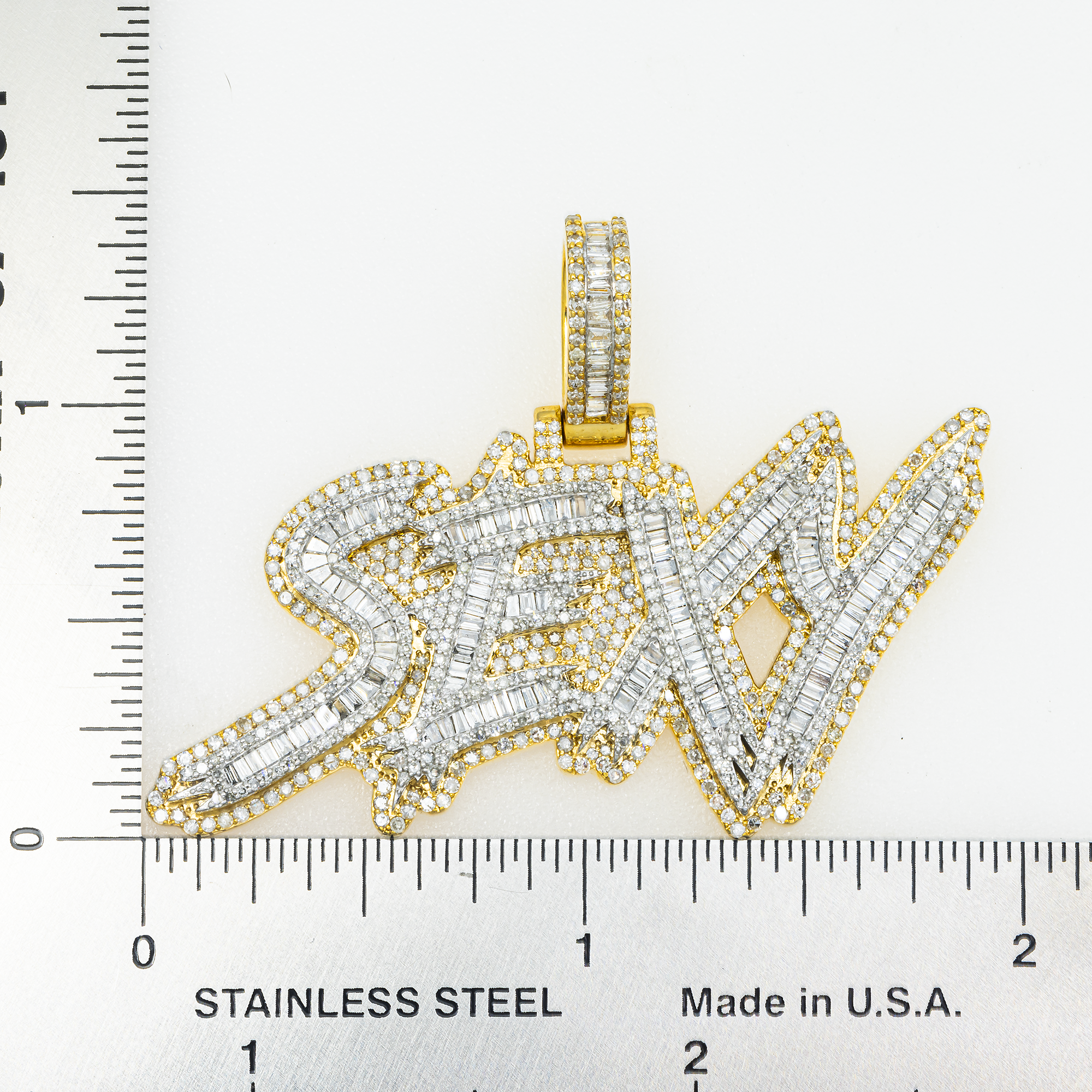 10K GOLD DIAMOND SEXY WORD PENDANT 2.59 CT