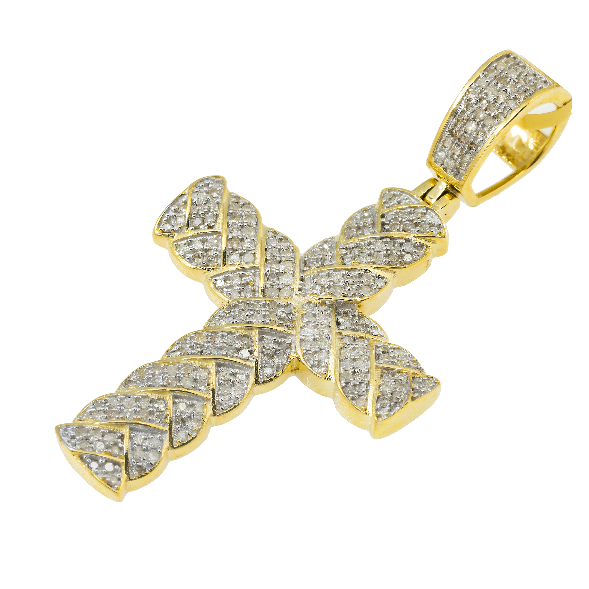 10K GOLD ROUND DIAMOND CROSS PENDANT 0.75 CT