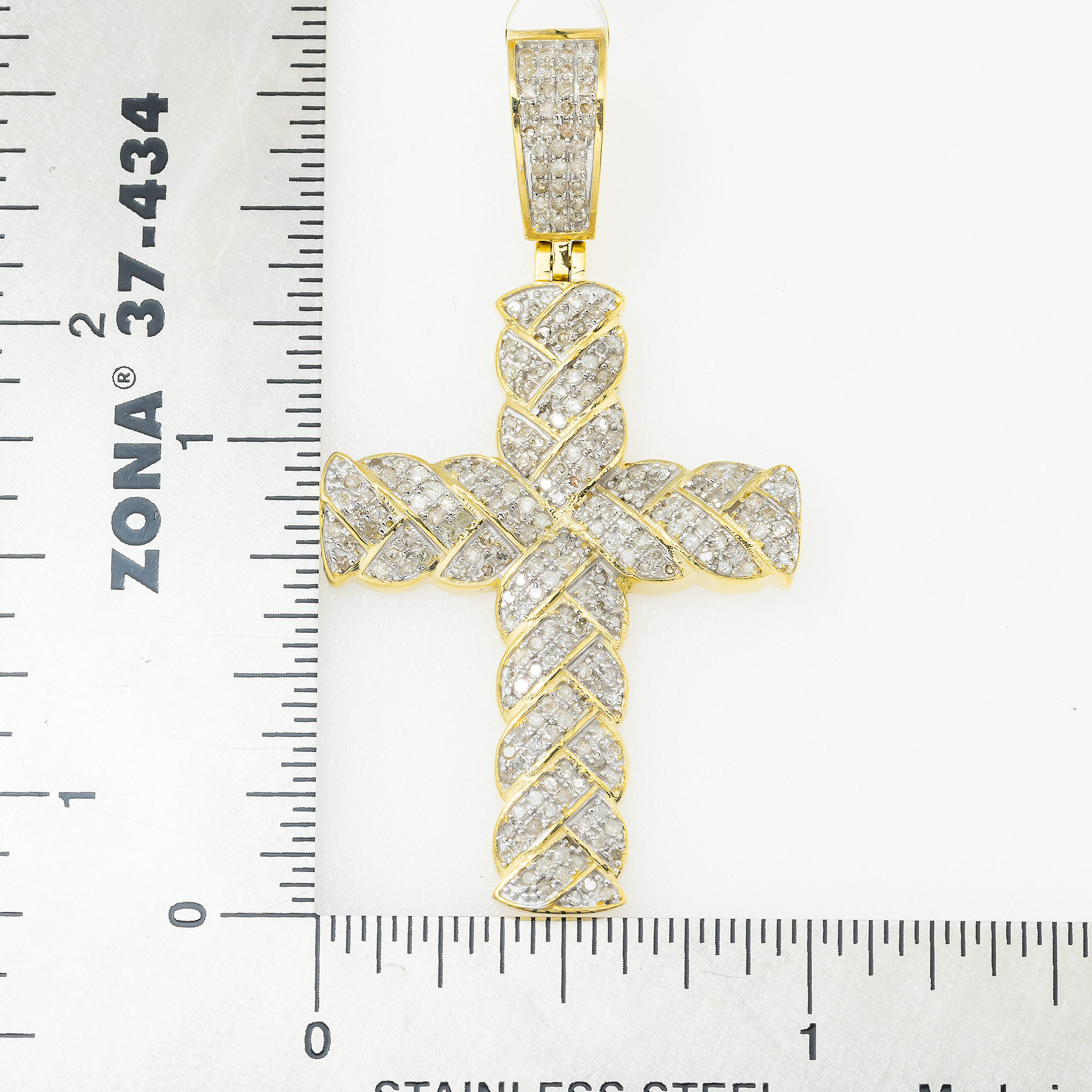 10K GOLD ROUND DIAMOND CROSS PENDANT 0.75 CT
