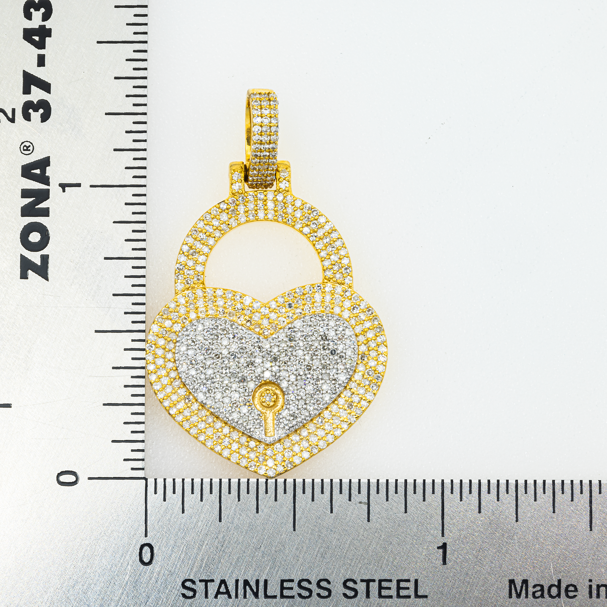 10K GOLD DIAMOND HEART LOCK PENDANT 0.95 CT