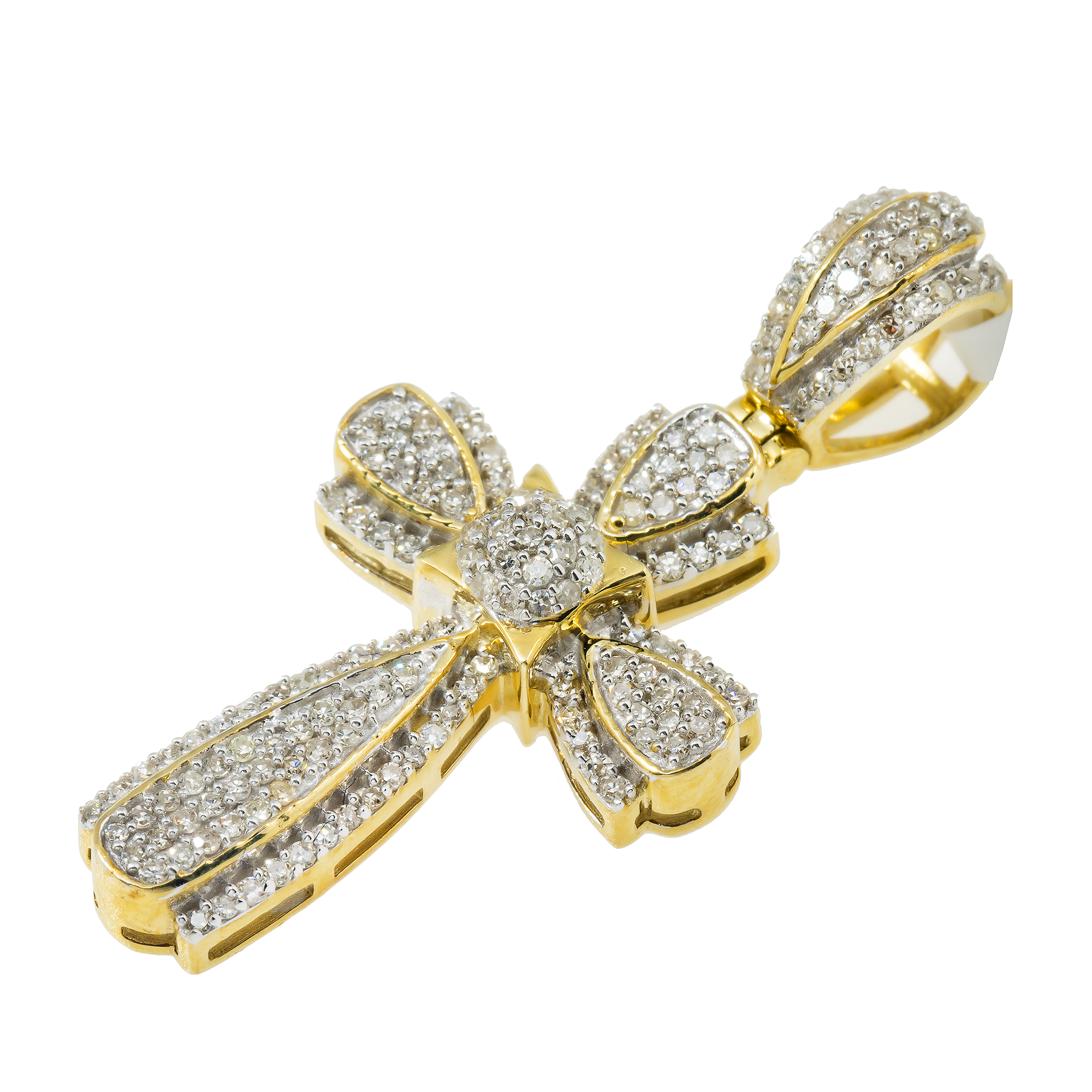 10K GOLD ROUND DIAMOND CROSS PENDANT 0.56 CT