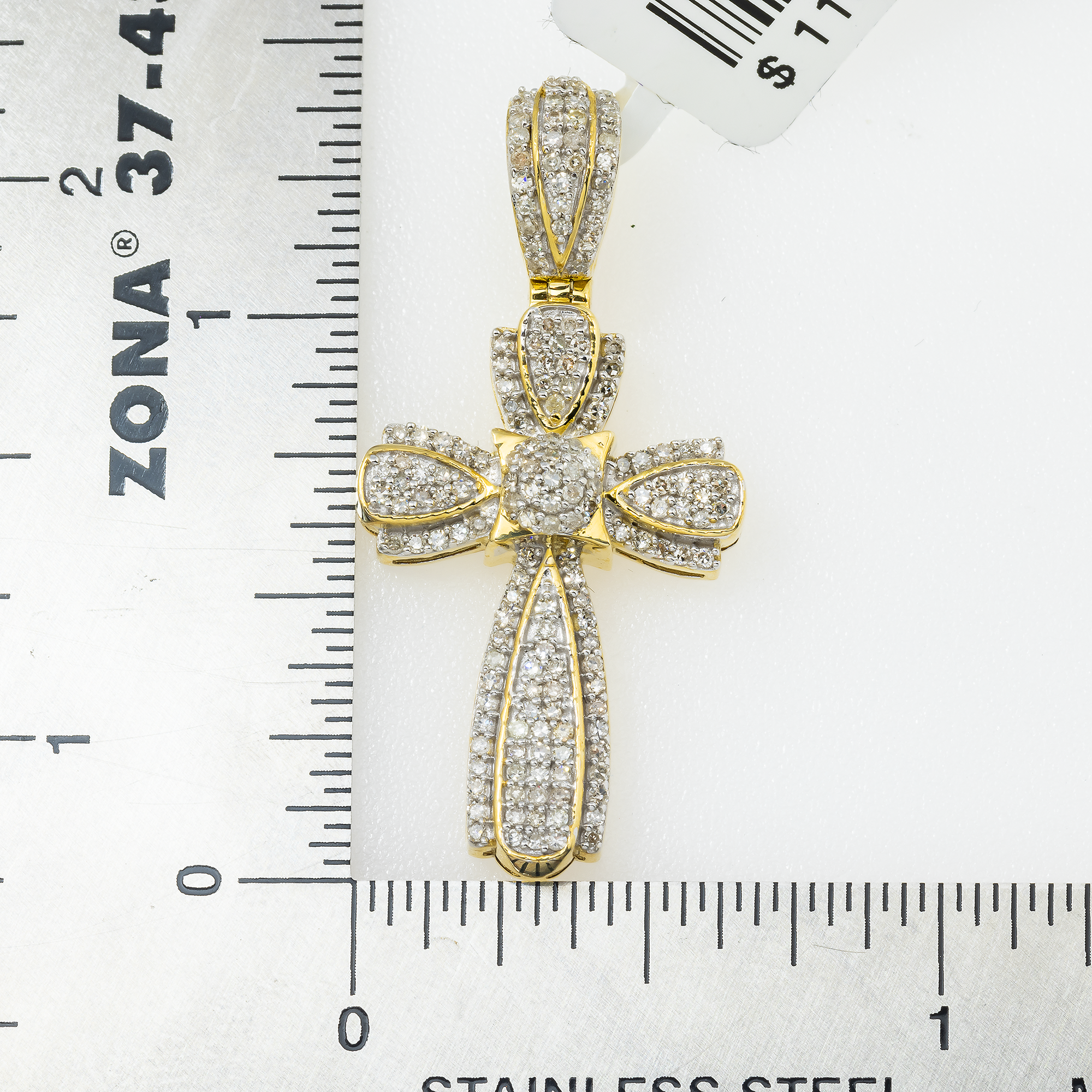 10K GOLD ROUND DIAMOND CROSS PENDANT 0.56 CT