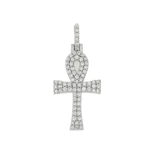 10K GOLD DIAMOND ANKH PENDANT 0.84 CT