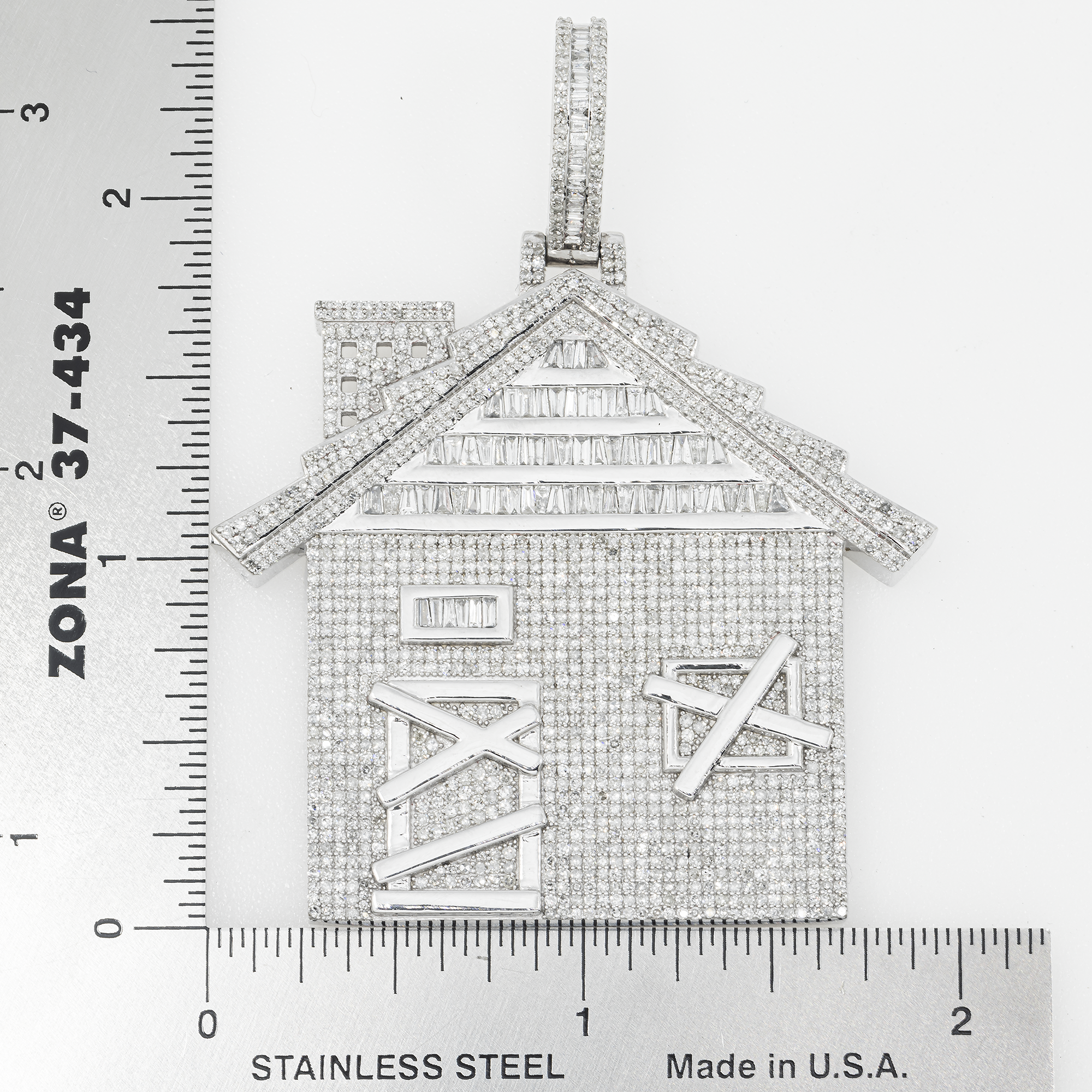 10K GOLD DIAMOND TRAP HOUSE PENDANT 4.35 CT