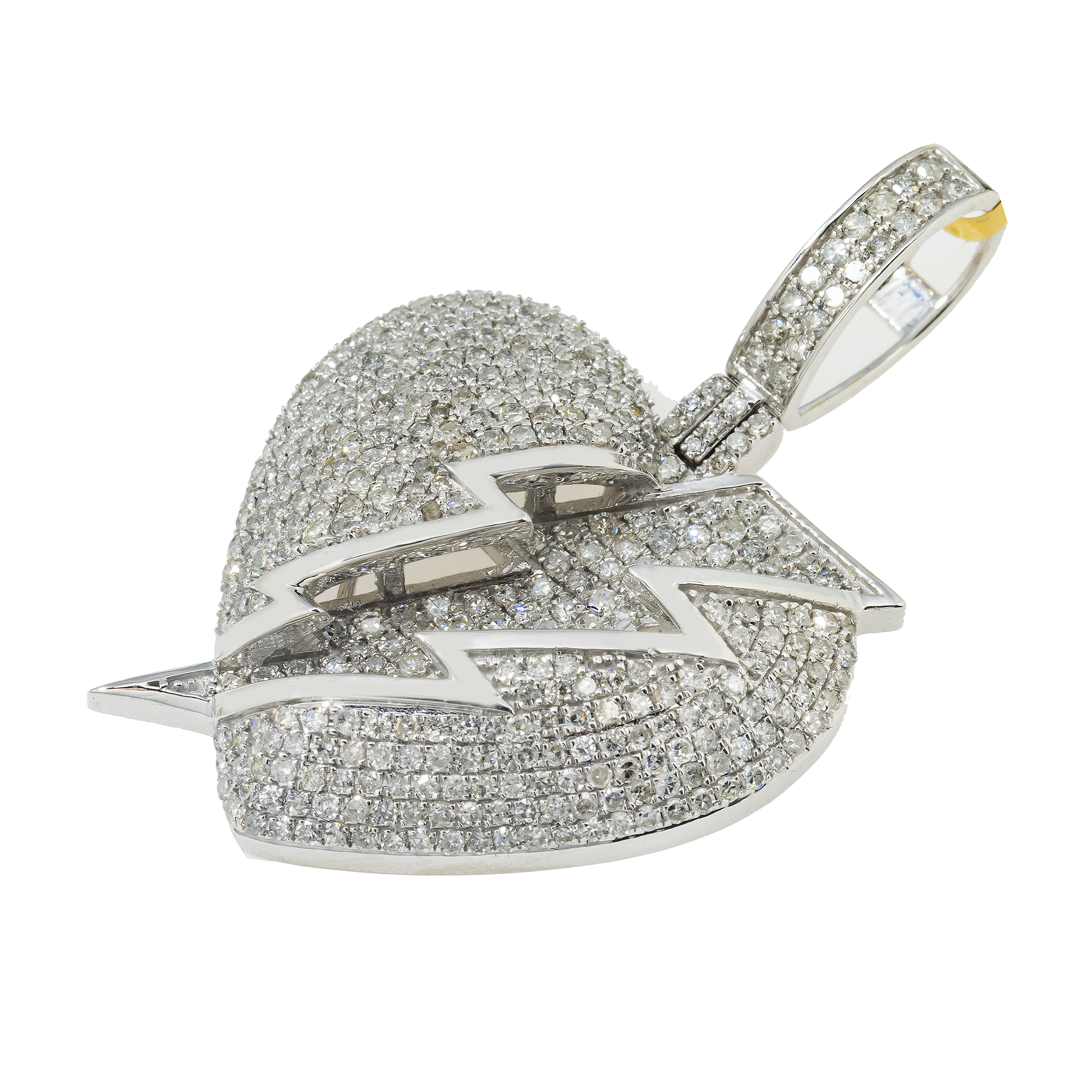 14K GOLD DIAMOND HEART WITH LIGHTNING BOLT PENDANT 1.75 CT