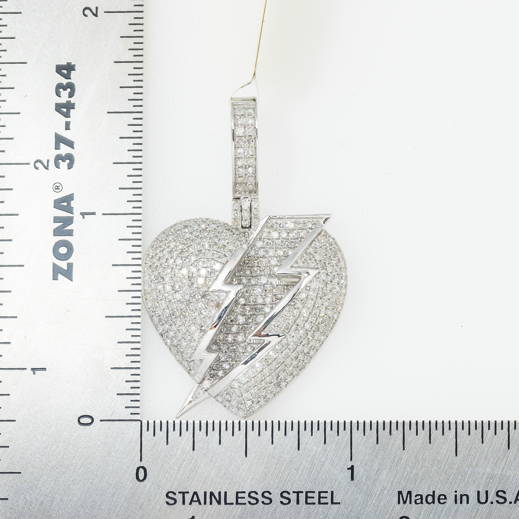 14K GOLD DIAMOND HEART WITH LIGHTNING BOLT PENDANT 1.75 CT