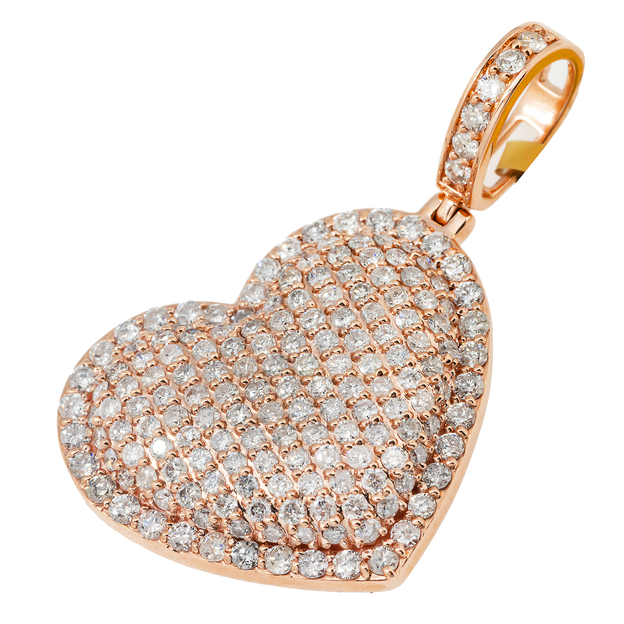 14K GOLD DIAMOND HEART PENDANT 2.75 CT