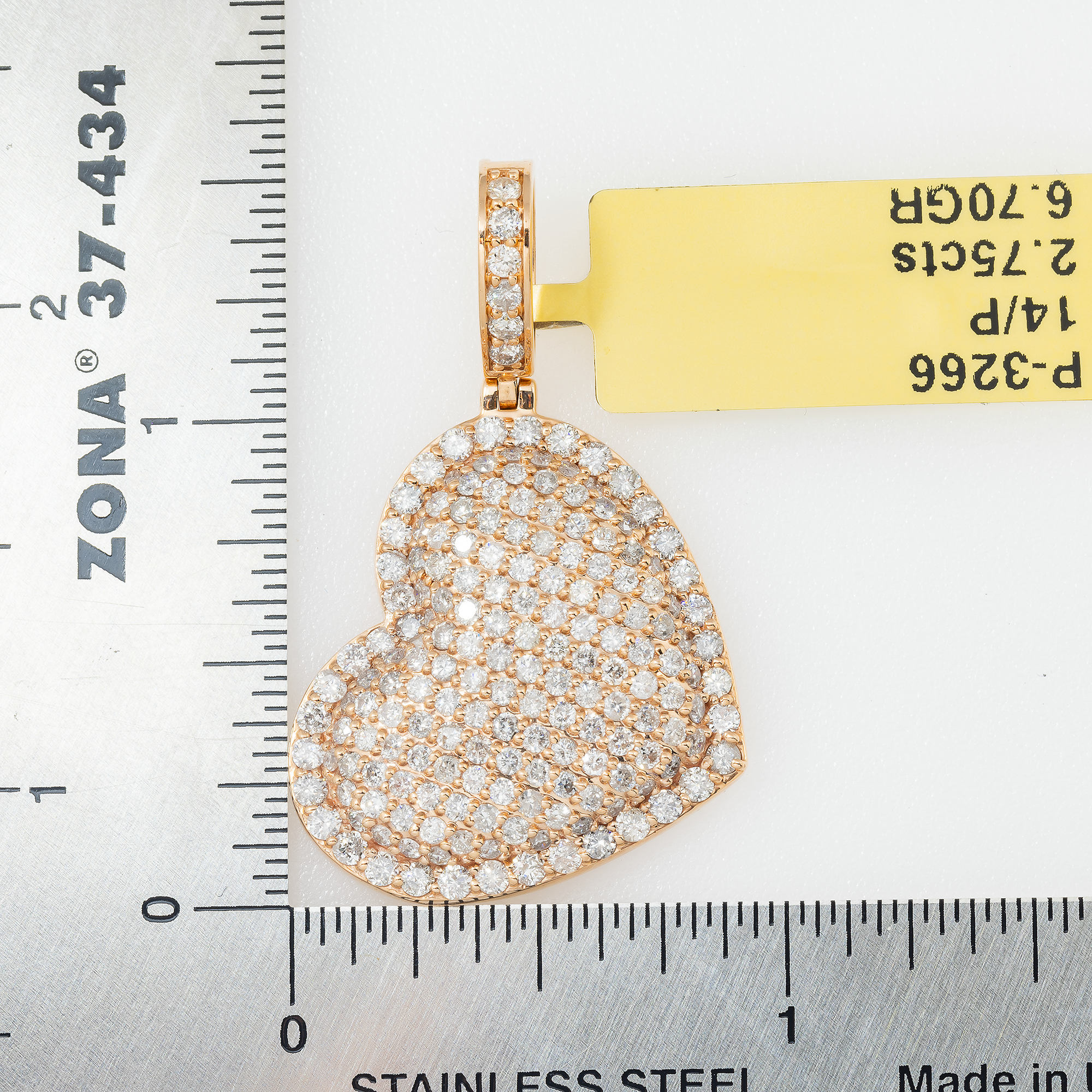 14K GOLD DIAMOND HEART PENDANT 2.75 CT