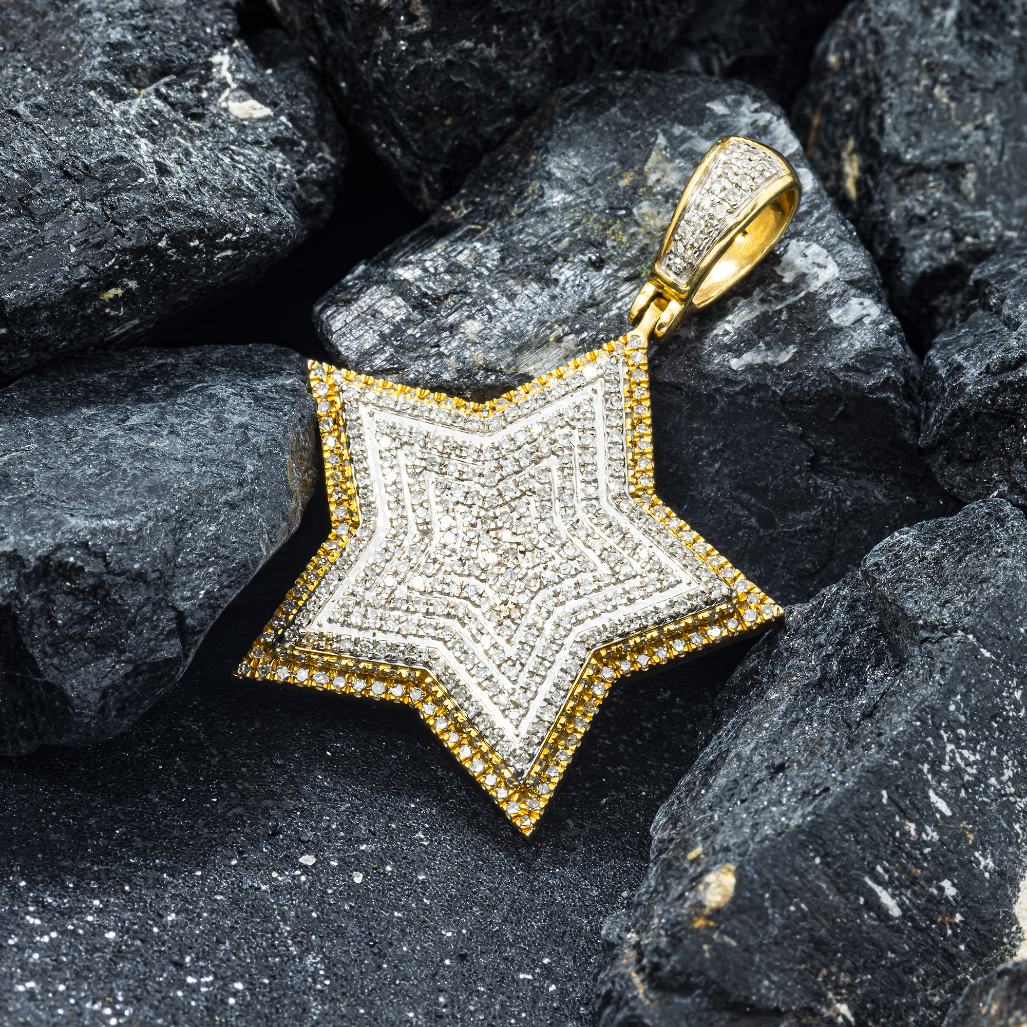 14K GOLD DIAMOND STAR PENDANT 1.18 CT