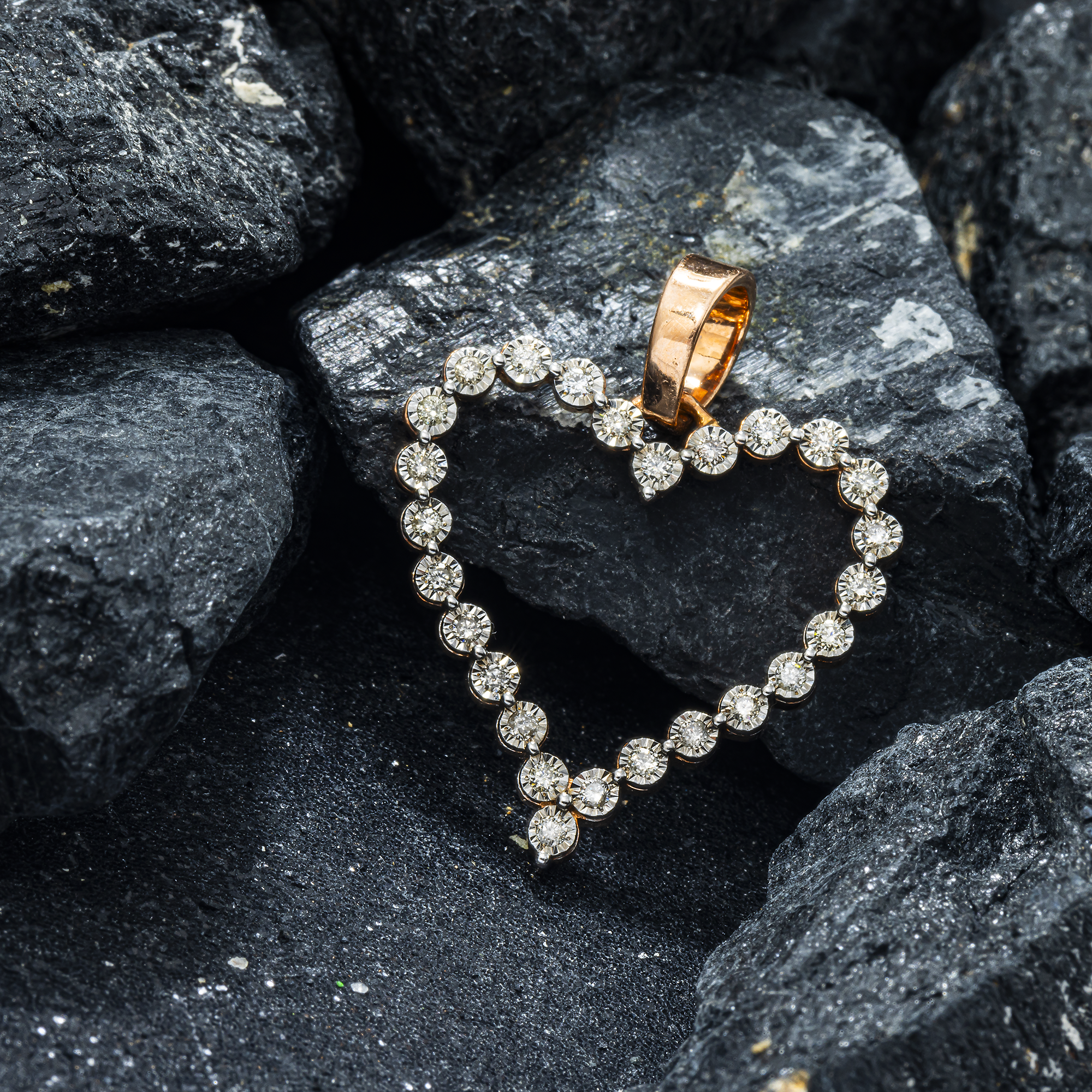 10K GOLD DIAMOND OPEN HEART PENDANT 0.41 CT