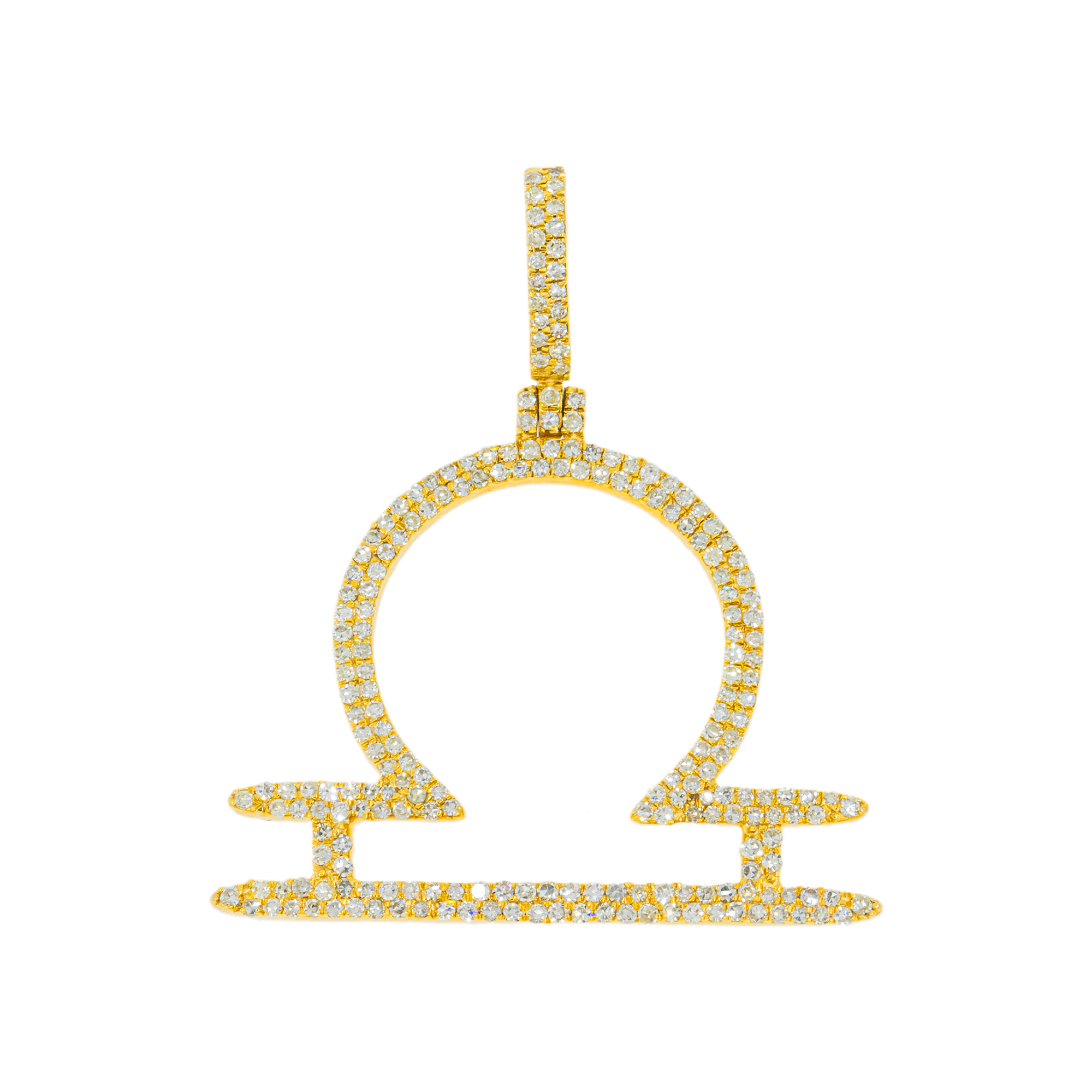 10K GOLD DIAMOND LIBRA ZODIAC SIGN PENDANT 0.80 CT