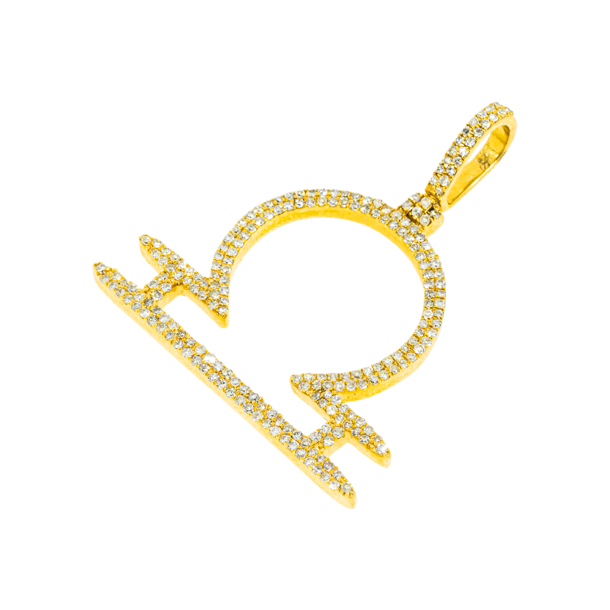 10K GOLD DIAMOND LIBRA ZODIAC SIGN PENDANT 0.80 CT