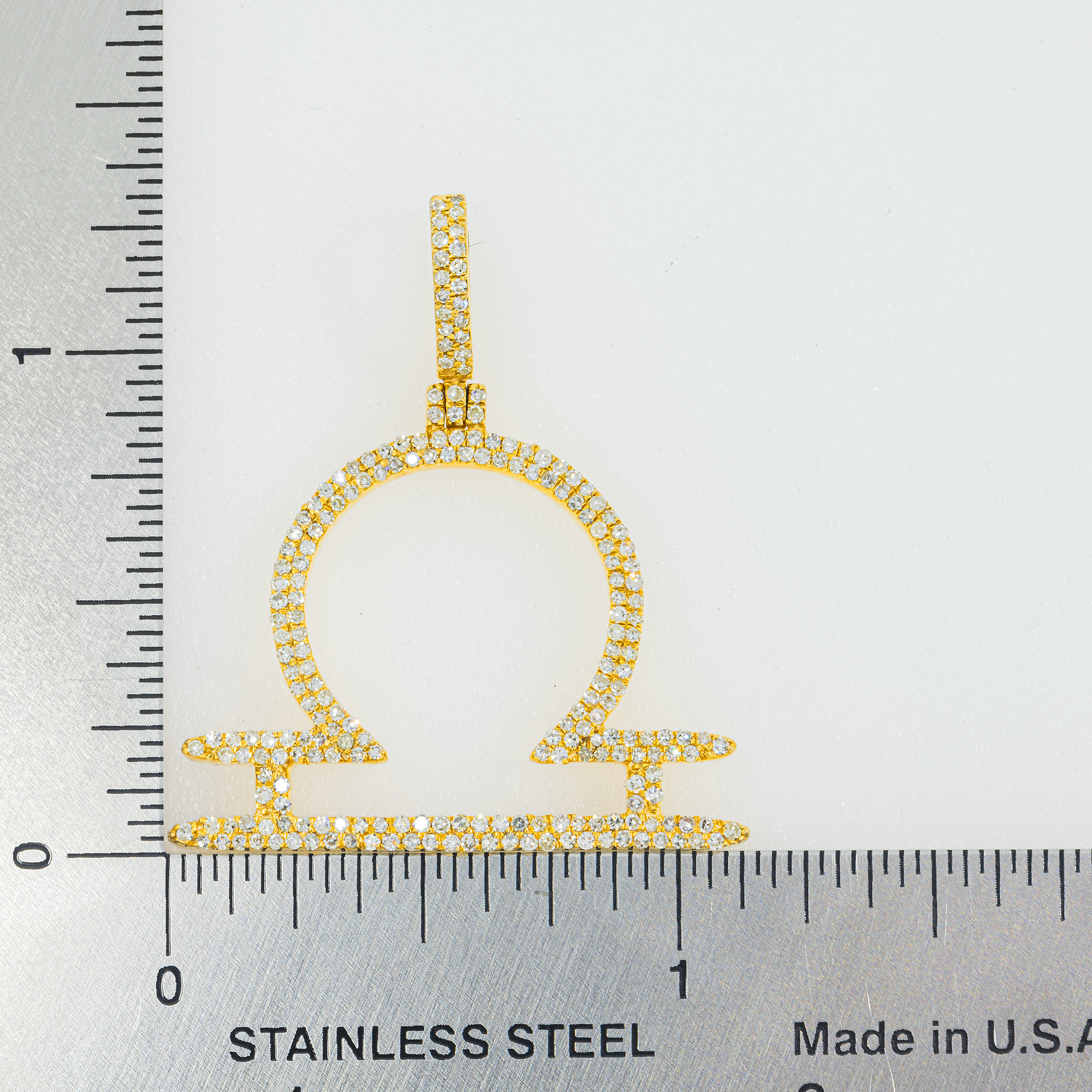 10K GOLD DIAMOND LIBRA ZODIAC SIGN PENDANT 0.80 CT