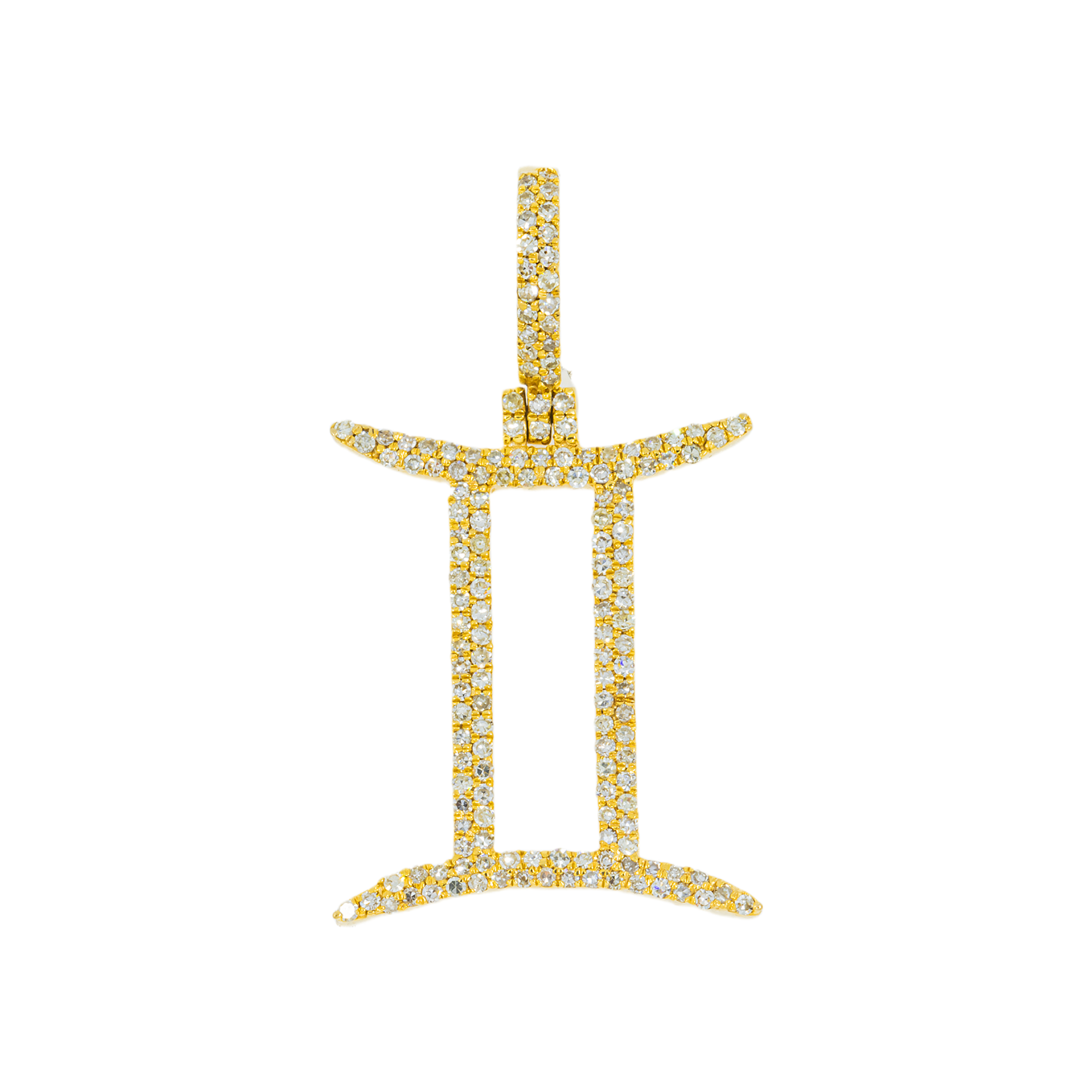 10K GOLD DIAMOND GEMINI ZODIAC SIGN PENDANT 0.59 CT