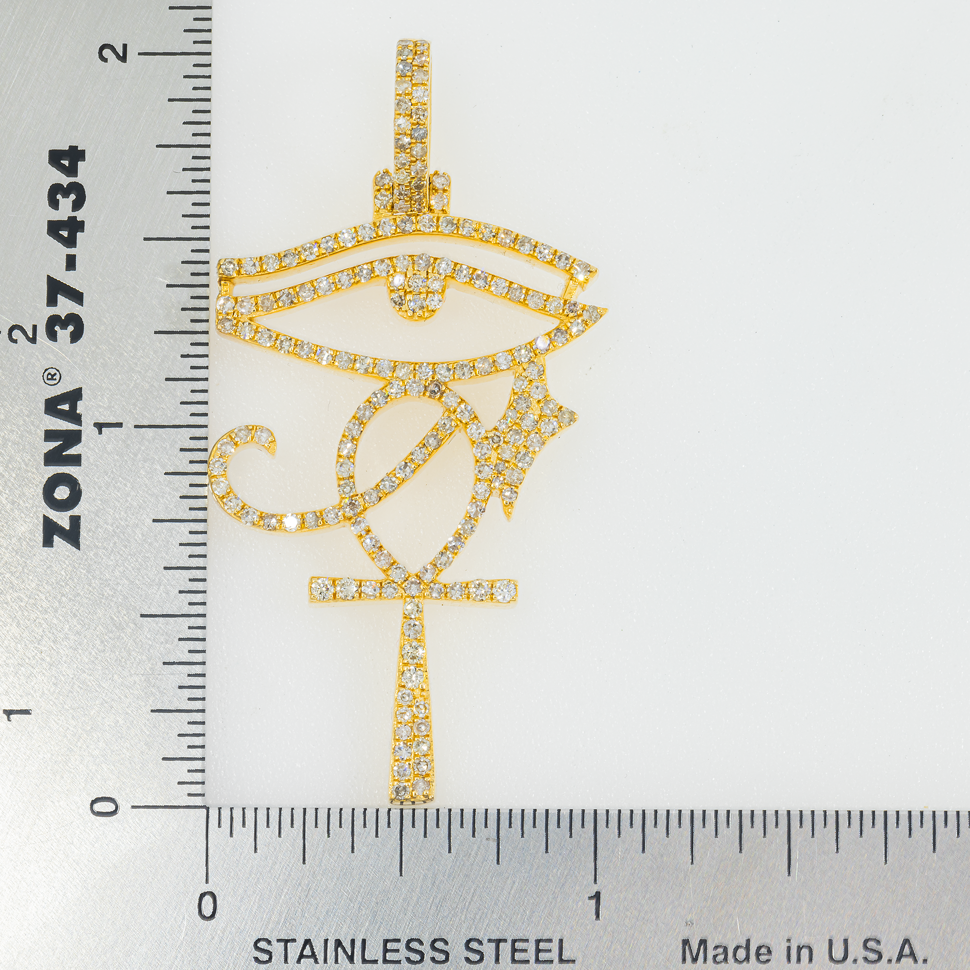 10K GOLD DIAMOND EYE OF HORUS ANKH PENDANT 1.56 CT