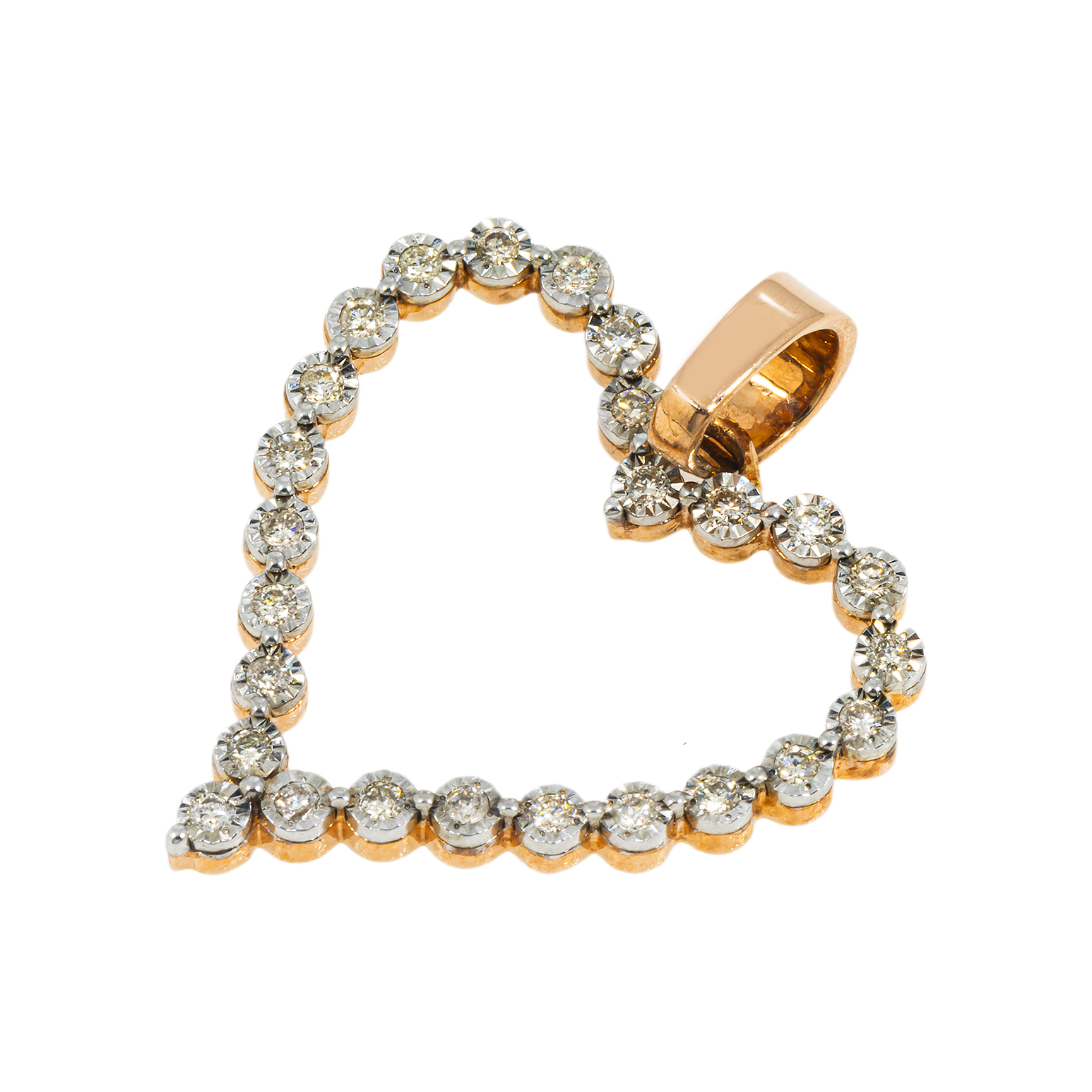 10K GOLD DIAMOND OPEN HEART PENDANT 0.41 CT