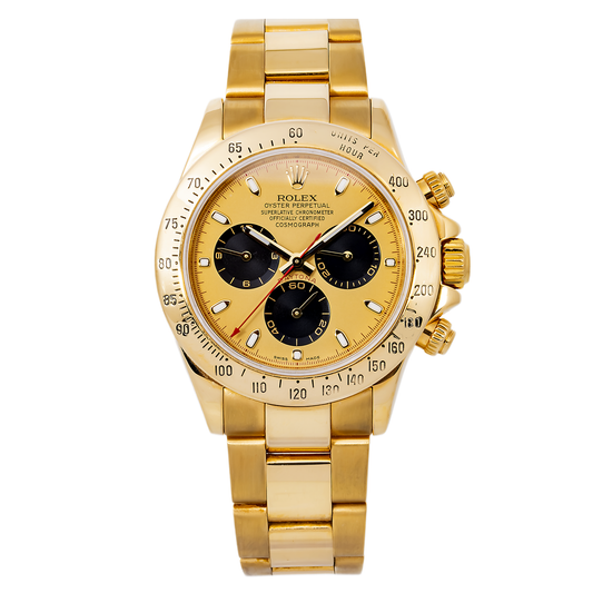 ROLEX DAYTONA 116528 40MM CHAMPAGNE DIAL WITH YELLOW GOLD BRACELET