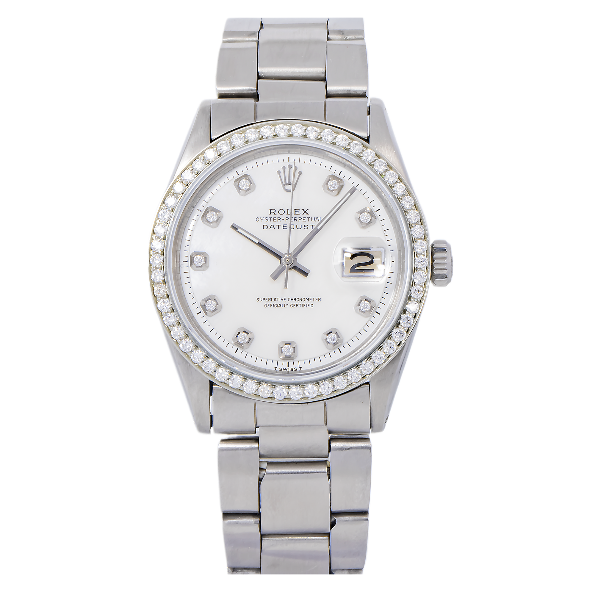 ROLEX DATEJUST 1601 36MM WHITE DIAMOND DIAL WITH STAINLESS STEEL OYSTER BRACELET