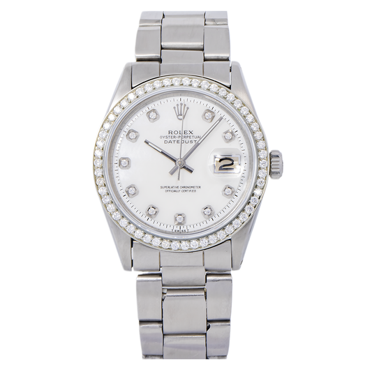 ROLEX DATEJUST 1601 36MM WHITE DIAMOND DIAL WITH STAINLESS STEEL OYSTER BRACELET