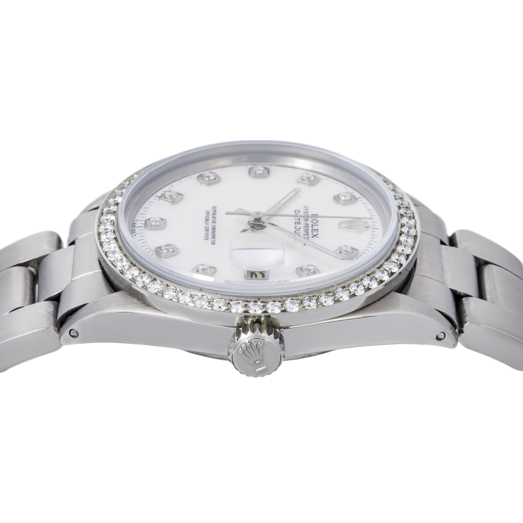ROLEX DATEJUST 1601 36MM WHITE DIAMOND DIAL WITH STAINLESS STEEL OYSTER BRACELET